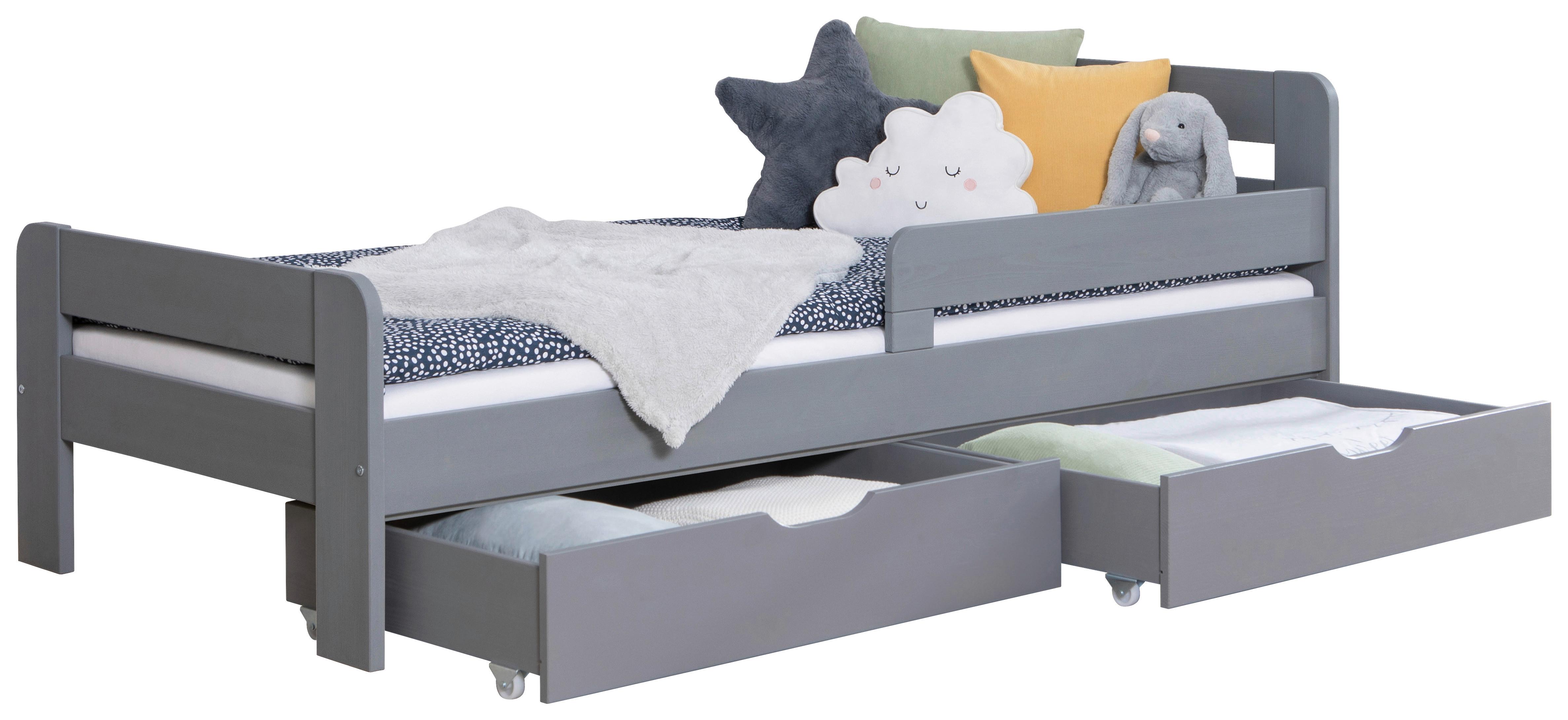 Bett Bennet mit Schubkasten ca. 90x200 cm Hellgrau - Hellgrau/Naturfarben, MODERN, Holz/Textil (90/200cm) - MID.YOU