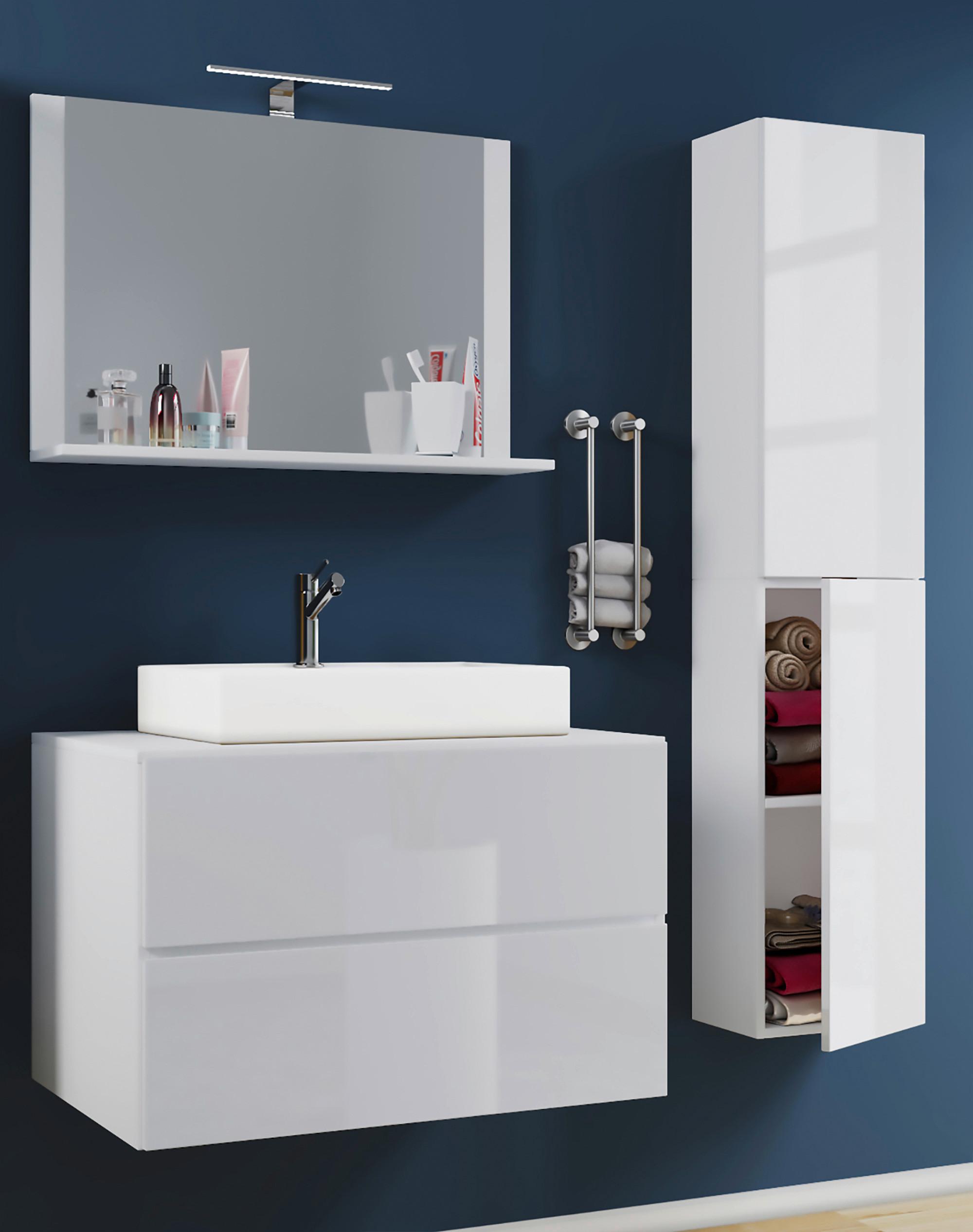 Badezimmer Lendas 4-tlg. ca. 114 cm Weiß - Weiß, MODERN, Glas/Keramik (114cm) - MID.YOU