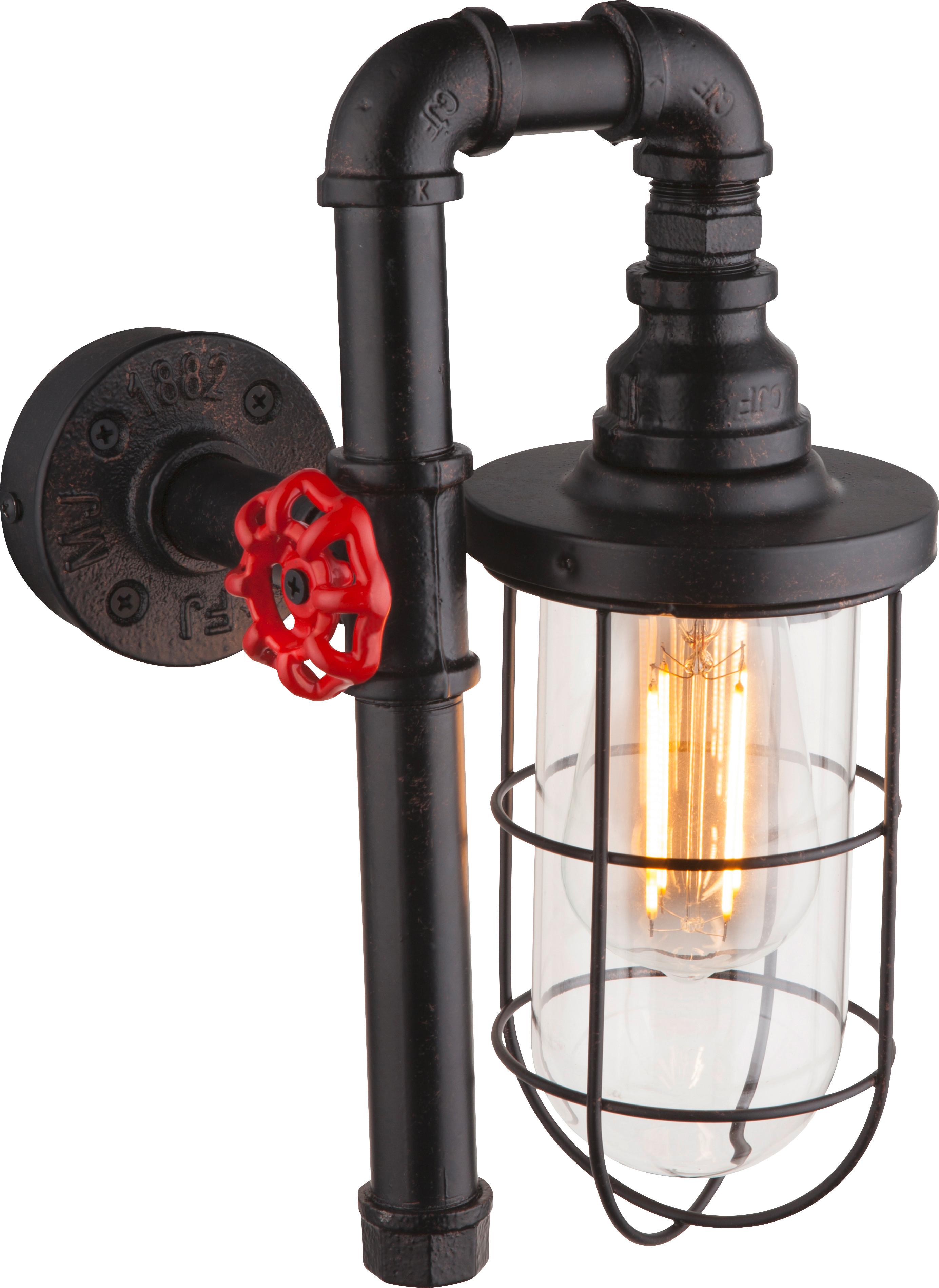 Wandleuchte 43000W in Schwarz max. 80 Watt - Klar/Goldfarben, LIFESTYLE, Glas/Metall (22/16/33cm) - Globo