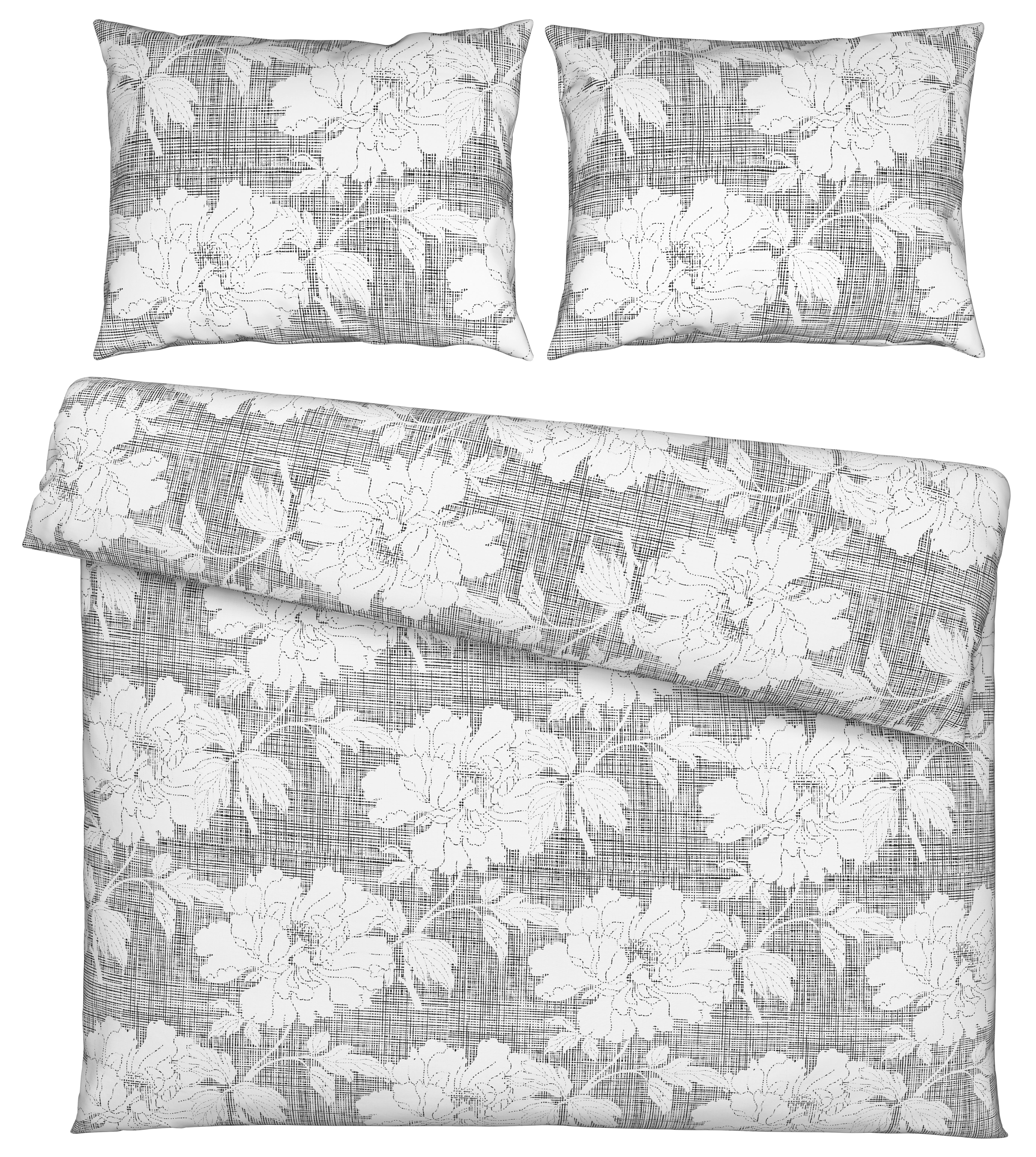 Posteljnina Gundi Xxl, Bela, Črna, 2x60/80, 200/200 - črna/bela, Romantika, tekstil (200/200cm) - Mömax