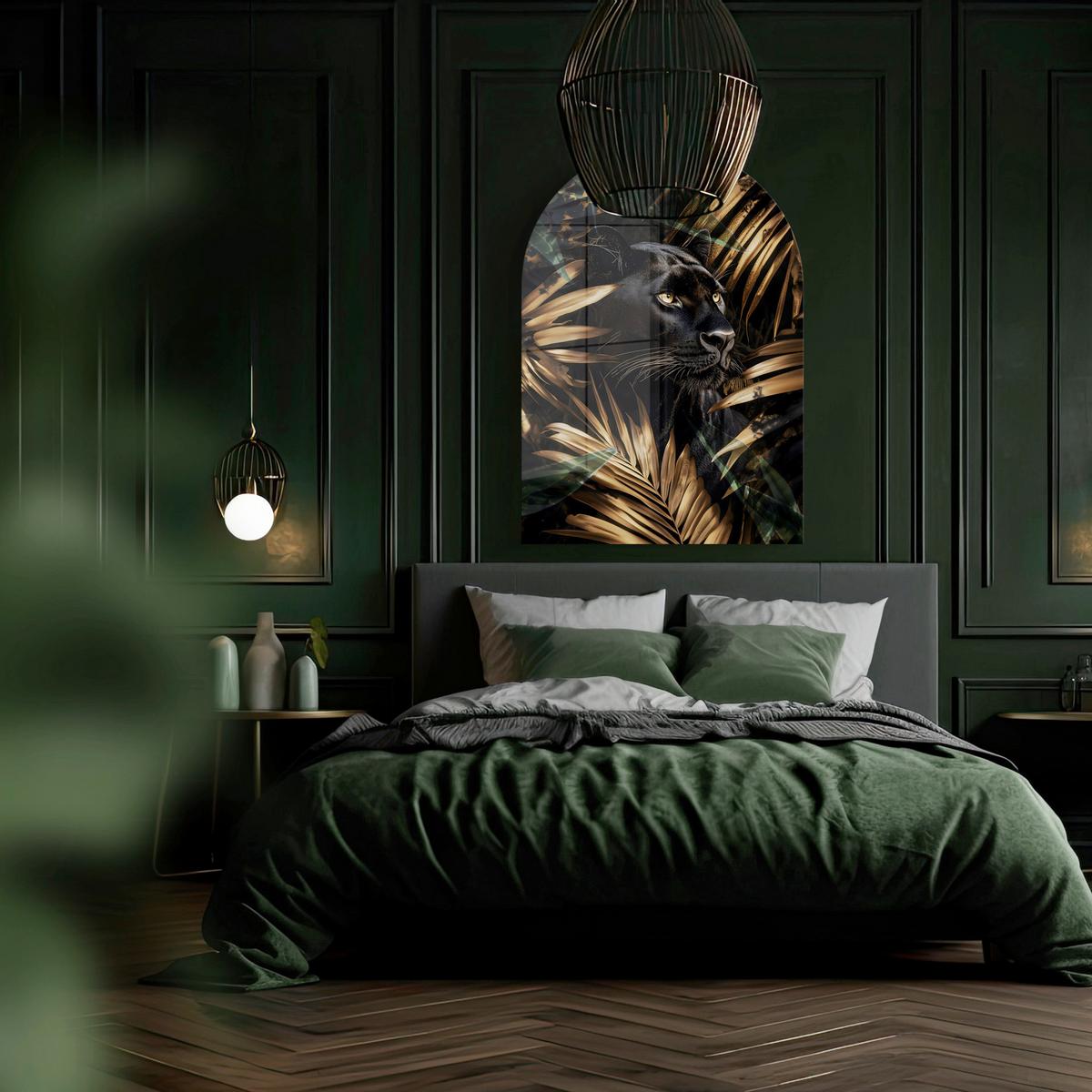 Glasbild Schwarz/Goldfarben - Goldfarben/Schwarz, Basics, Glas/Papier (70/100cm)