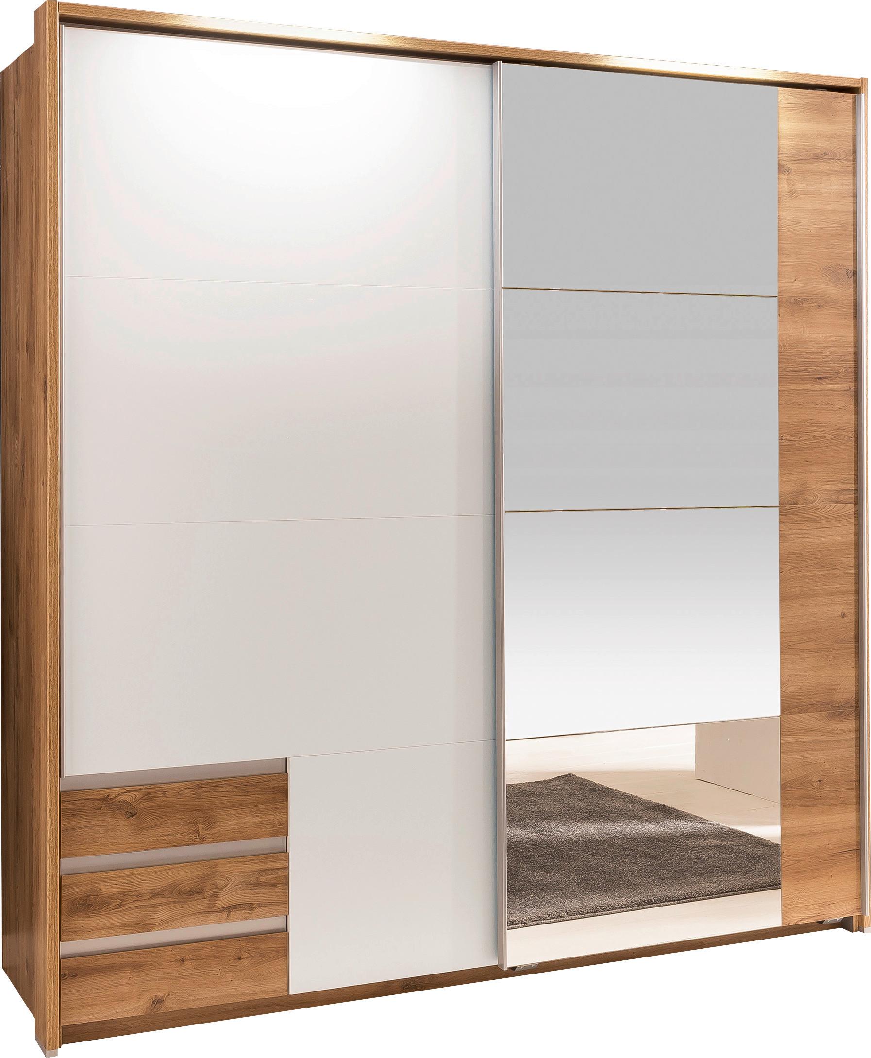 Omara Z Drsnimi Vrati Emden - barve hrasta/bela, Moderno, leseni material (180/198/64cm) - Mömax