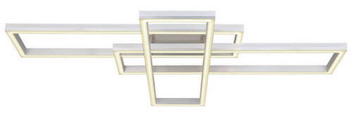 LED-Deckenleuchte Salmos Opal/Silberfarben max. 50 Watt - Silberfarben/Opal, Design, Kunststoff/Metall (100/69,5/13,5cm) - Globo