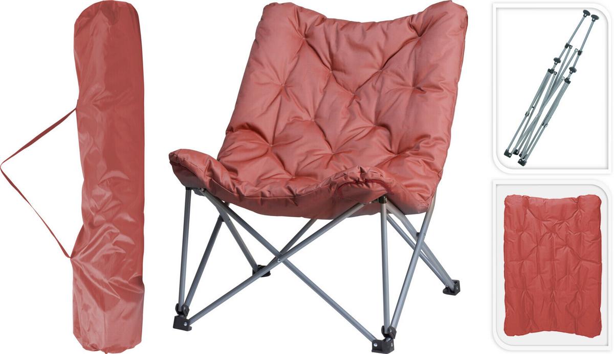 Kempingszék Camp - piros, fém (83/74/91cm)