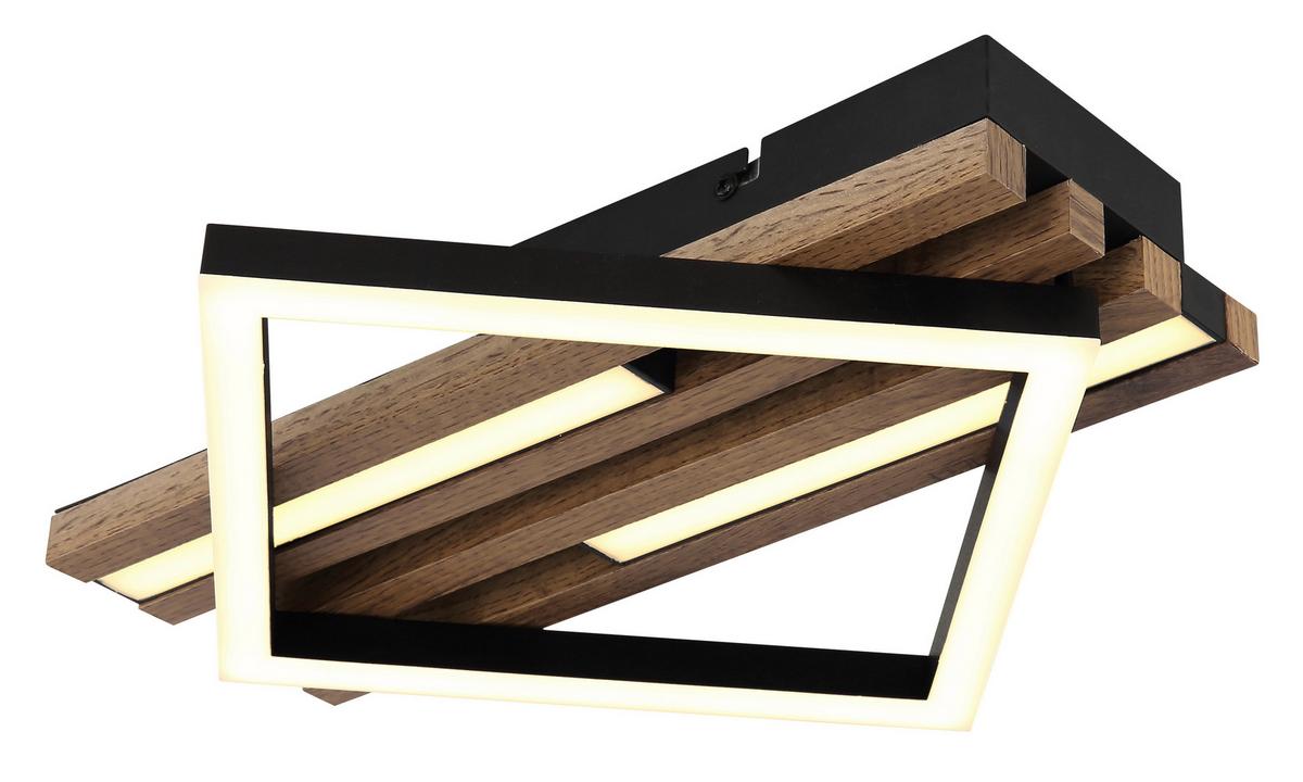 Led Stropna Svjetiljka Obrien - bijela/tamno smeđa, Natur, drvni materijal/metal (33/31/7,5cm) - Globo