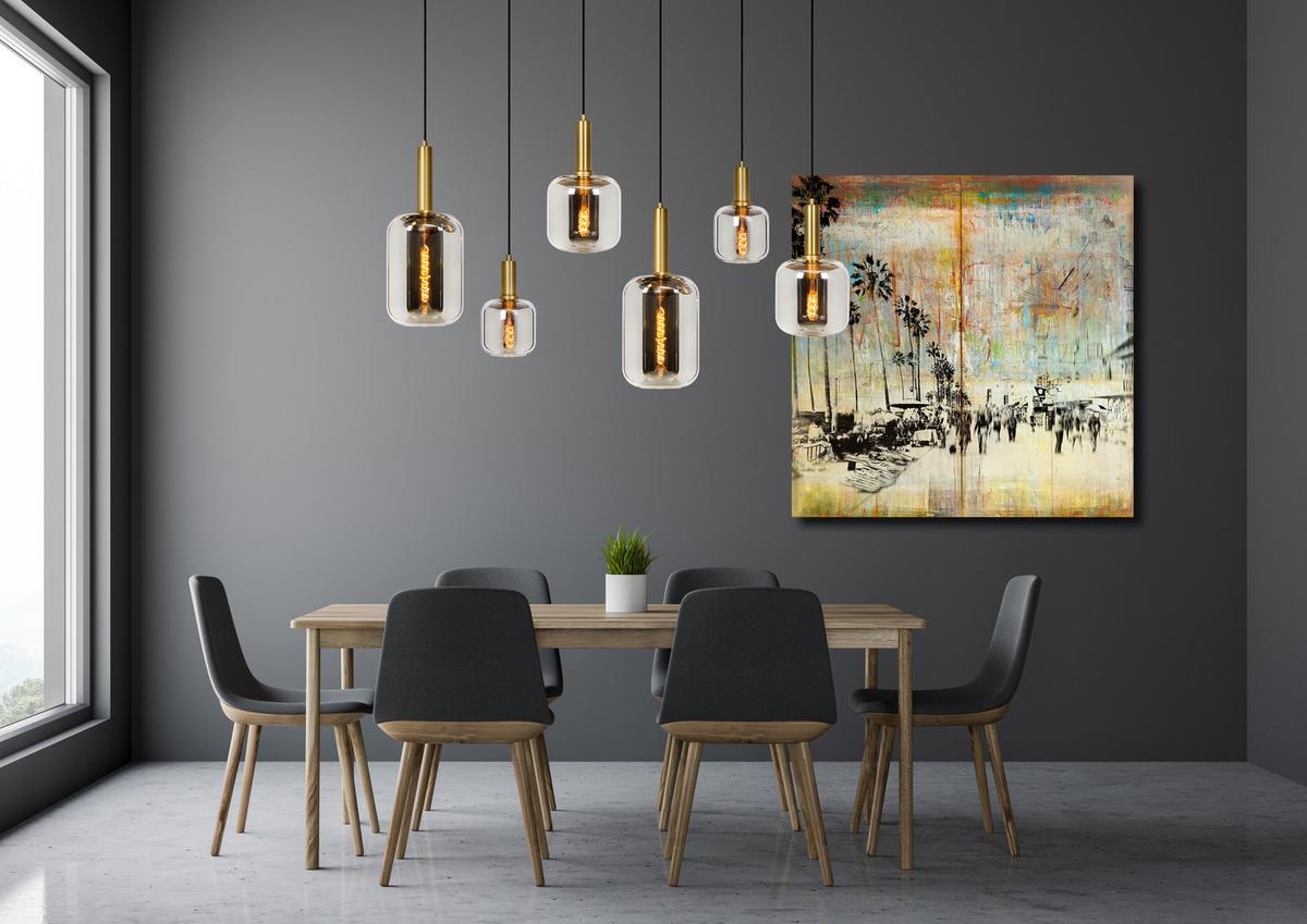 LAMPA WISZĄCA 45494/06/65 JOANET - jasnoszary, Design, szkło (132/41.5/218cm) - Lucide