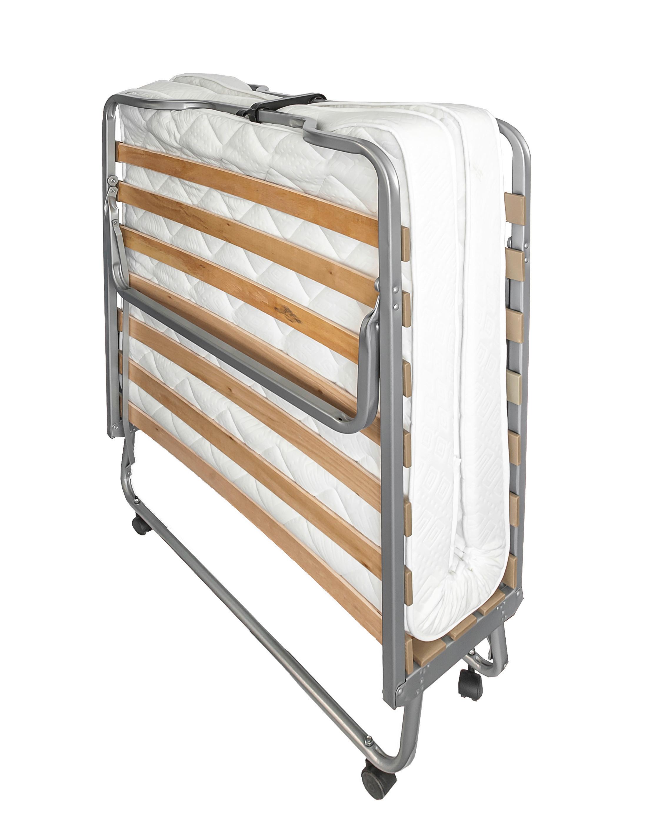 ŁÓŻKO SKŁADANE ERIC.210 - biały/kolor aluminiowy, Basics, metal/tkanina (90/204cm) - Carryhome