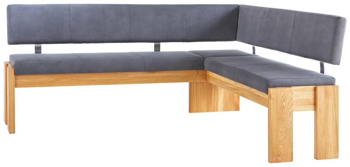 Truheneckbank in Eiche massiv in Dunkelgrau - Dunkelgrau/Eichefarben, Basics, Holz/Textil (192/167cm) - Mömax