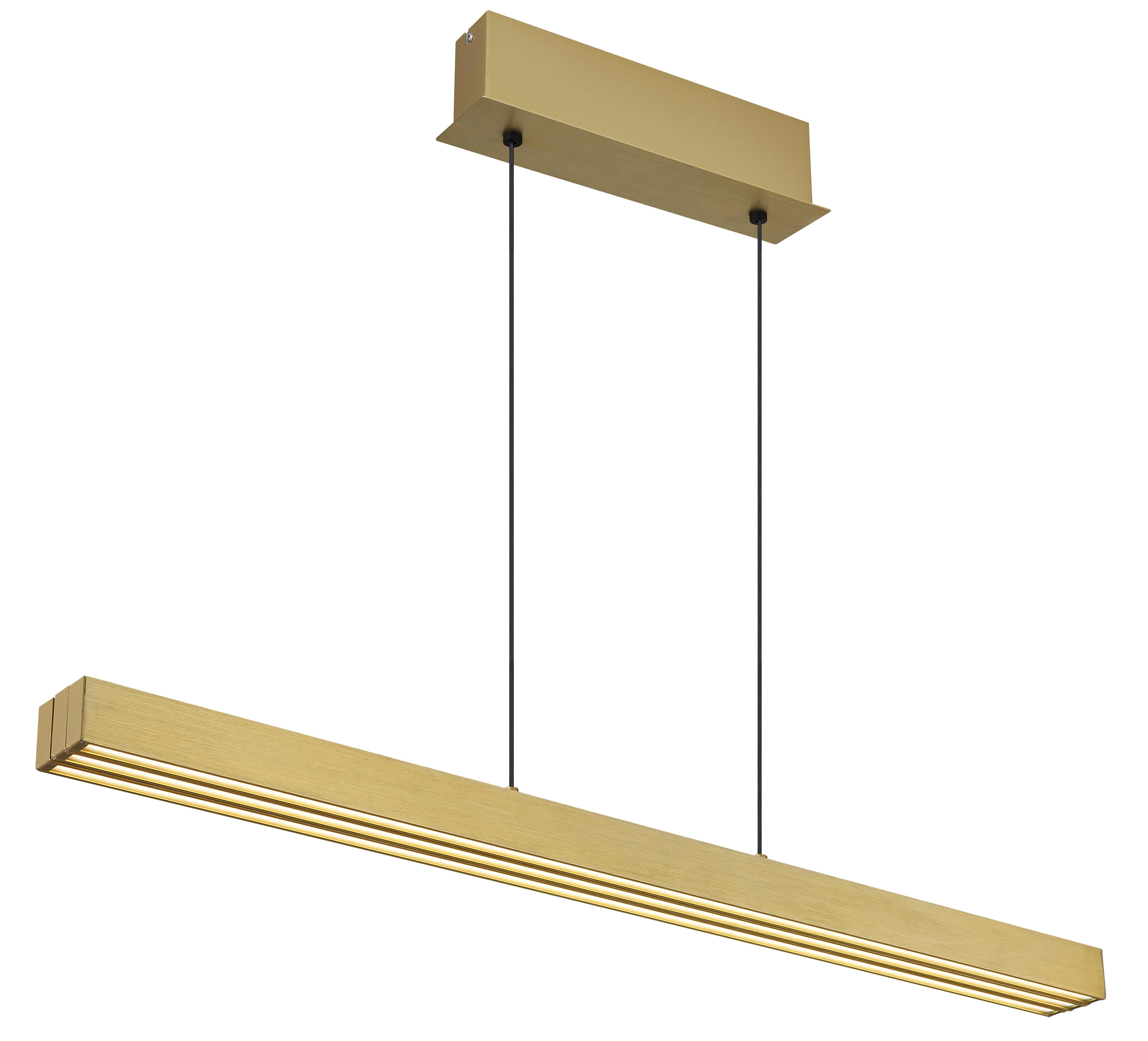 LED-HÄNGELEUCHTE 17016G - Messingfarben/Opal, Design, Kunststoff/Metall (150/7,5/150cm) - Globo