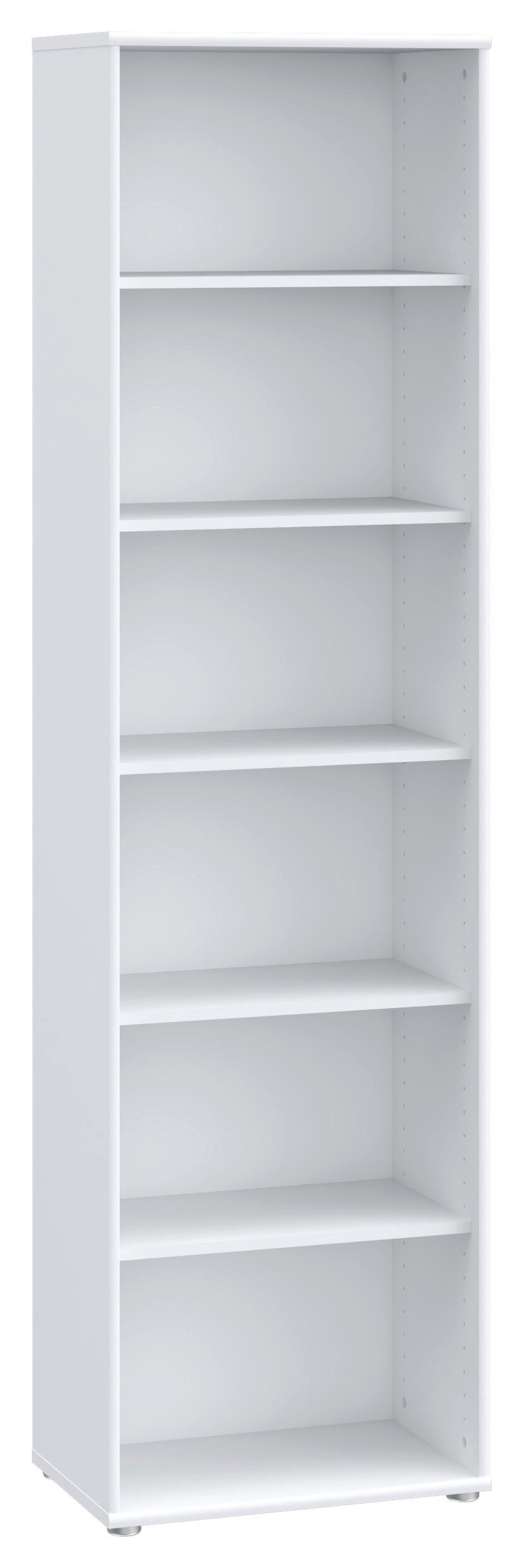 Regal Tempra 2, Bela - bela/barve aluminija, Konvencionalno, leseni material (54/198/35cm) - Mömax