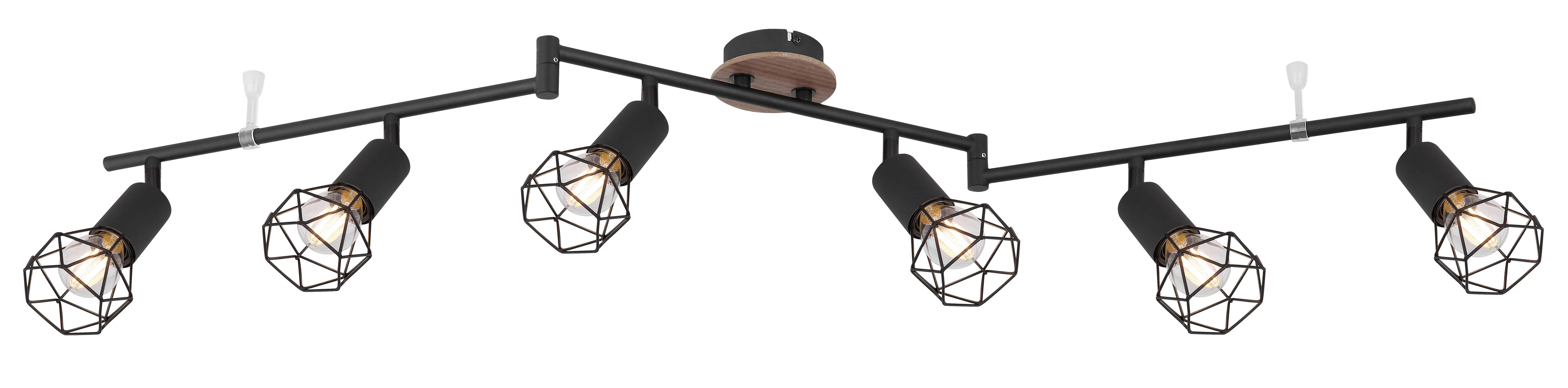Strahler Mori in Braun/Schwarz max. 40 Watt - Schwarz/Braun, Basics, Holz/Metall (116/10/24,5cm) - Globo