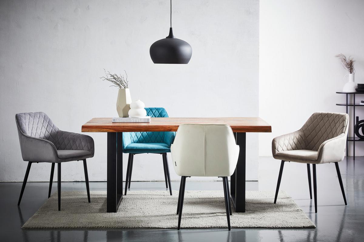 KRZESŁO Z PODŁOKIETNIKAMI STU - czarny/taupe, Design, metal/tkanina (56/82,5/61,5cm) - Novel