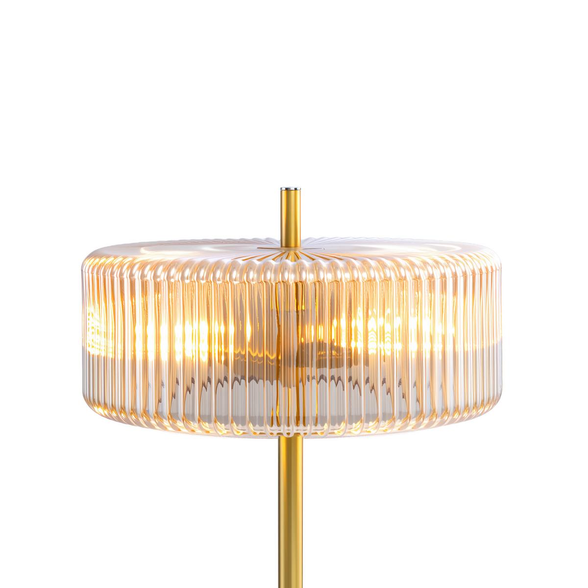 LAMPA STOŁOWA VALENTINA - kolor bursztynowy/kolor złoty, Trend, metal/szkło (30/51cm) - Collett's Monde