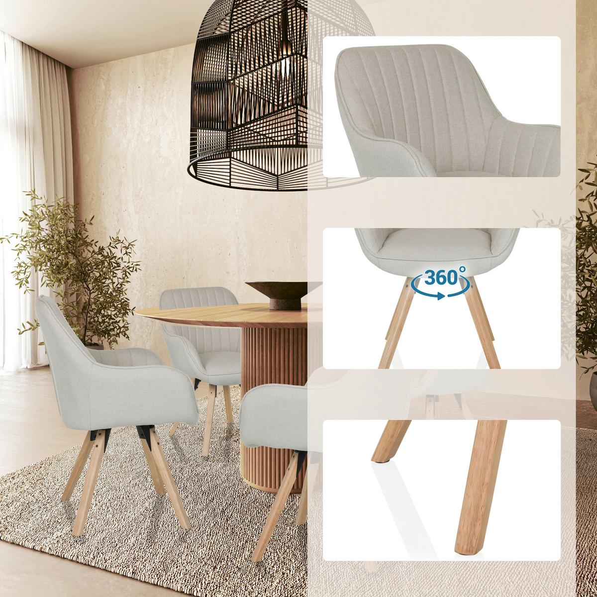 Naslanjač Scandi Soft, Krem Barva - krem barve/barve bukve, Moderno, tekstil/les (56/84/62cm) - MID.YOU