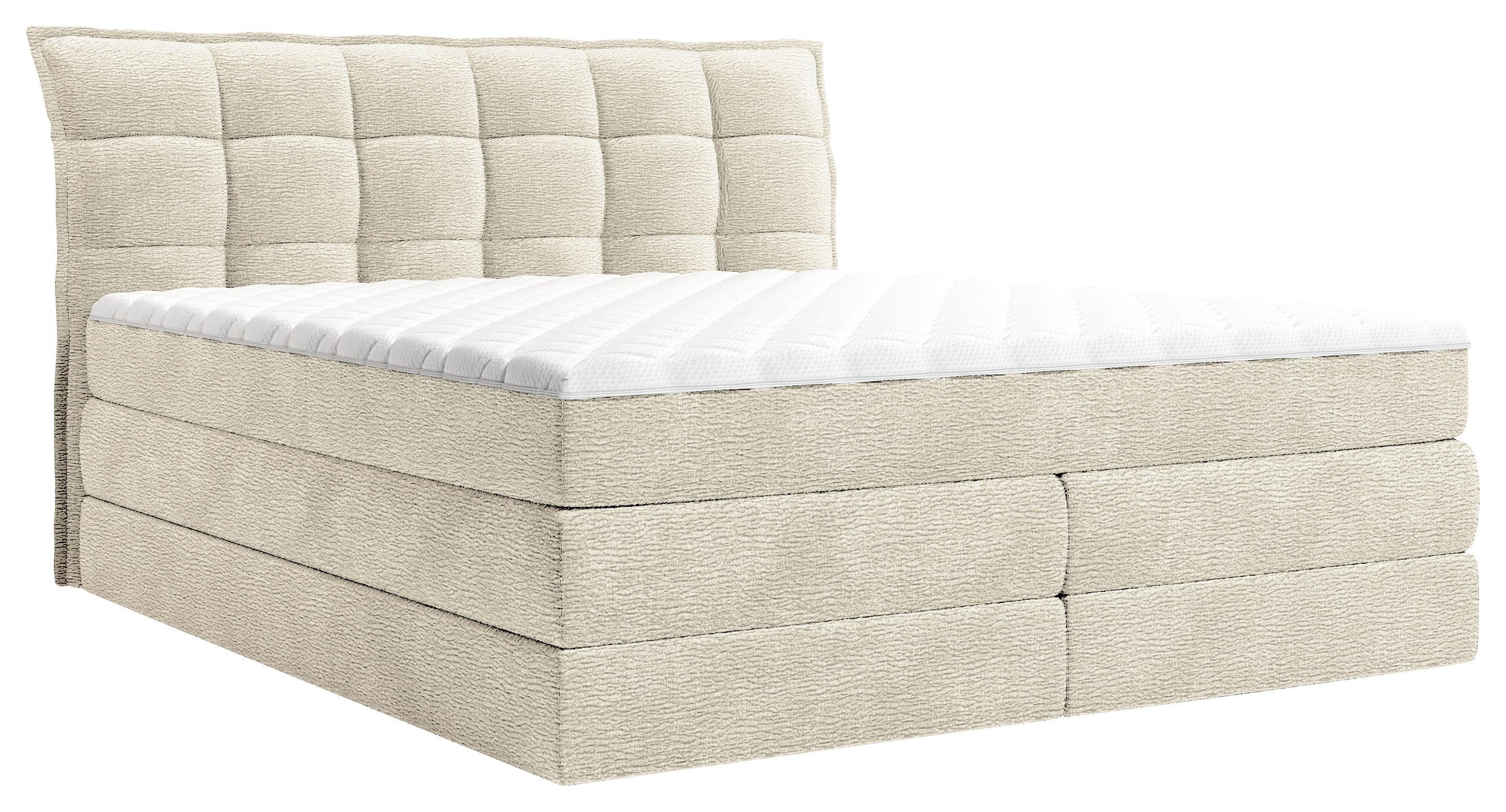 Boxspringbett Aureno Beige ca. 180x200cm - Beige/Schwarz, KONVENTIONELL, Holz/Holzwerkstoff (180/200cm) - Premium Living