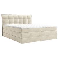 Boxspringbett Aureno Beige ca. 180x200cm - Beige/Schwarz, KONVENTIONELL, Holz/Holzwerkstoff (180/200cm) - Premium Living