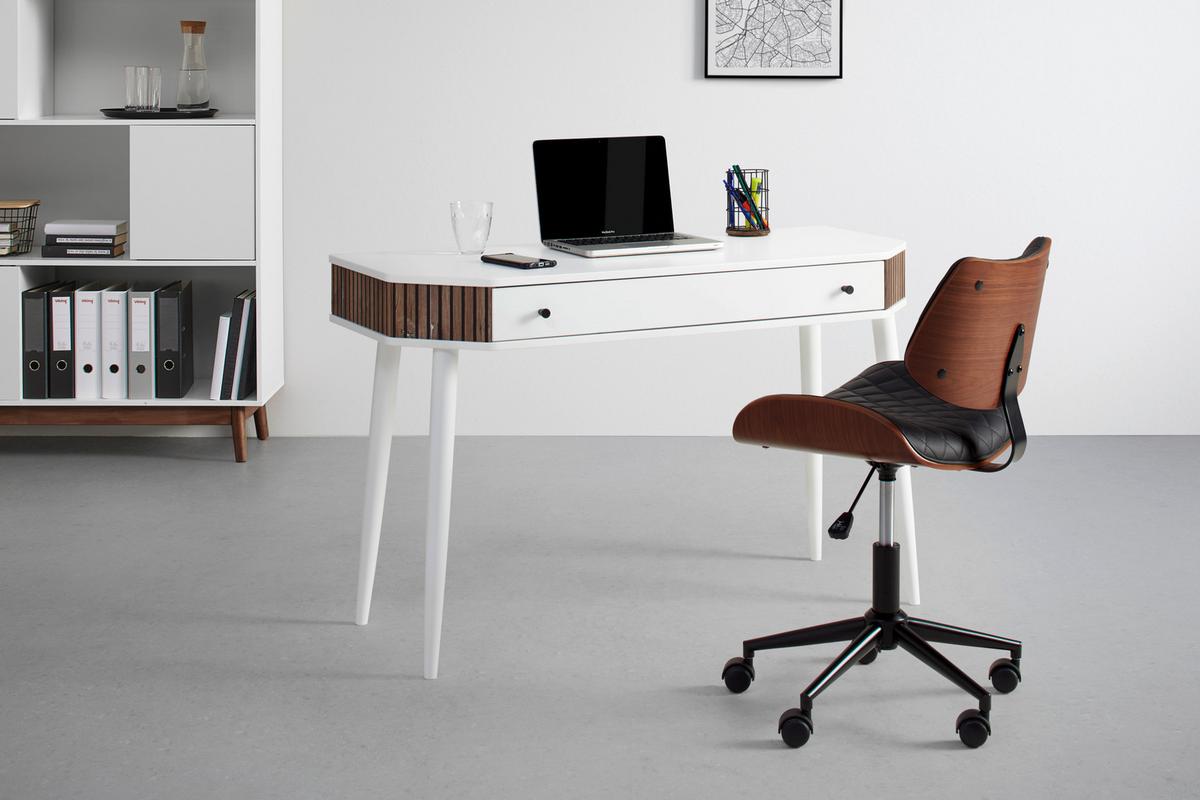 Schreibtisch Capri in Weiß/Eichefarben - Eichefarben/Schwarz, MODERN, Holz/Holzwerkstoff (120/76/50cm) - Mömax