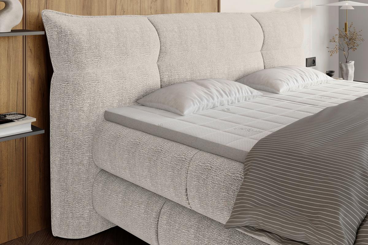 Boxspringbett Auris Creme ca. 180x200cm - Creme/Schwarz, KONVENTIONELL, Kunststoff/Textil (180/200cm) - Sembella