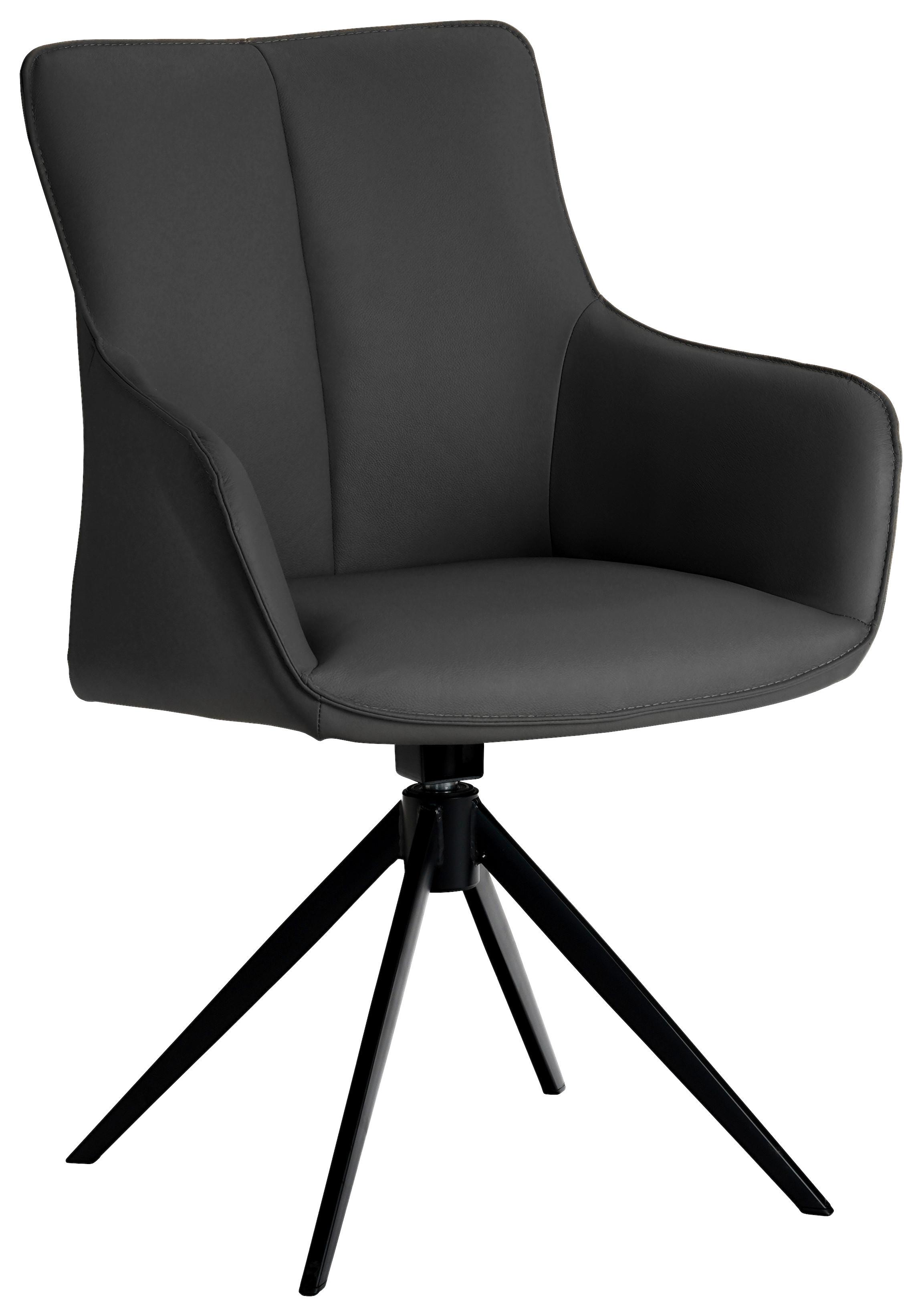 KRZESŁO Z PODŁOKIETNIKAMI YUKI -EXKLUSIV- - czarny, Design, skóra/metal (64/87/60cm) - Novel