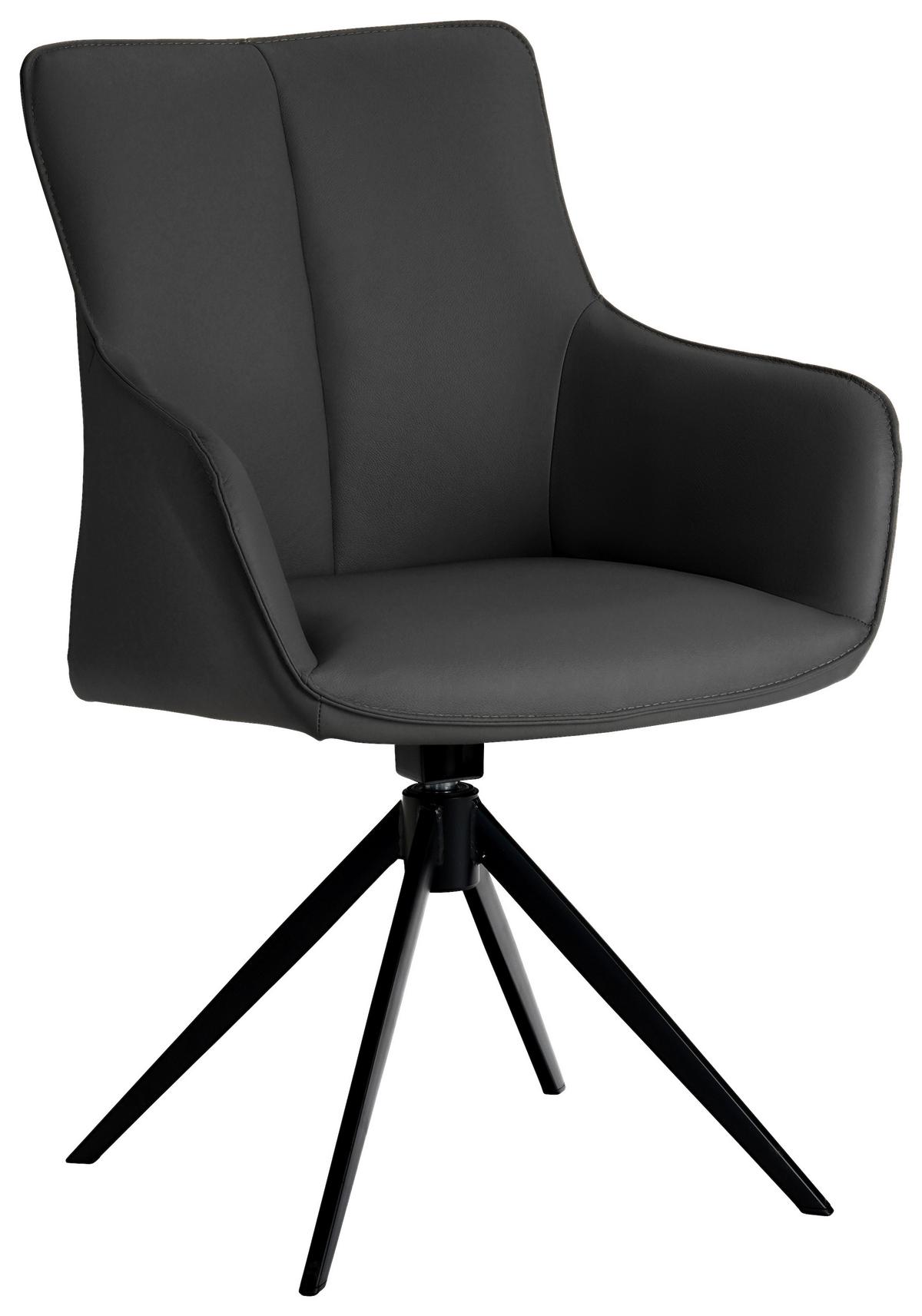 KRZESŁO Z PODŁOKIETNIKAMI YUKI -EXKLUSIV- - czarny, Design, skóra/metal (64/87/60cm) - Novel