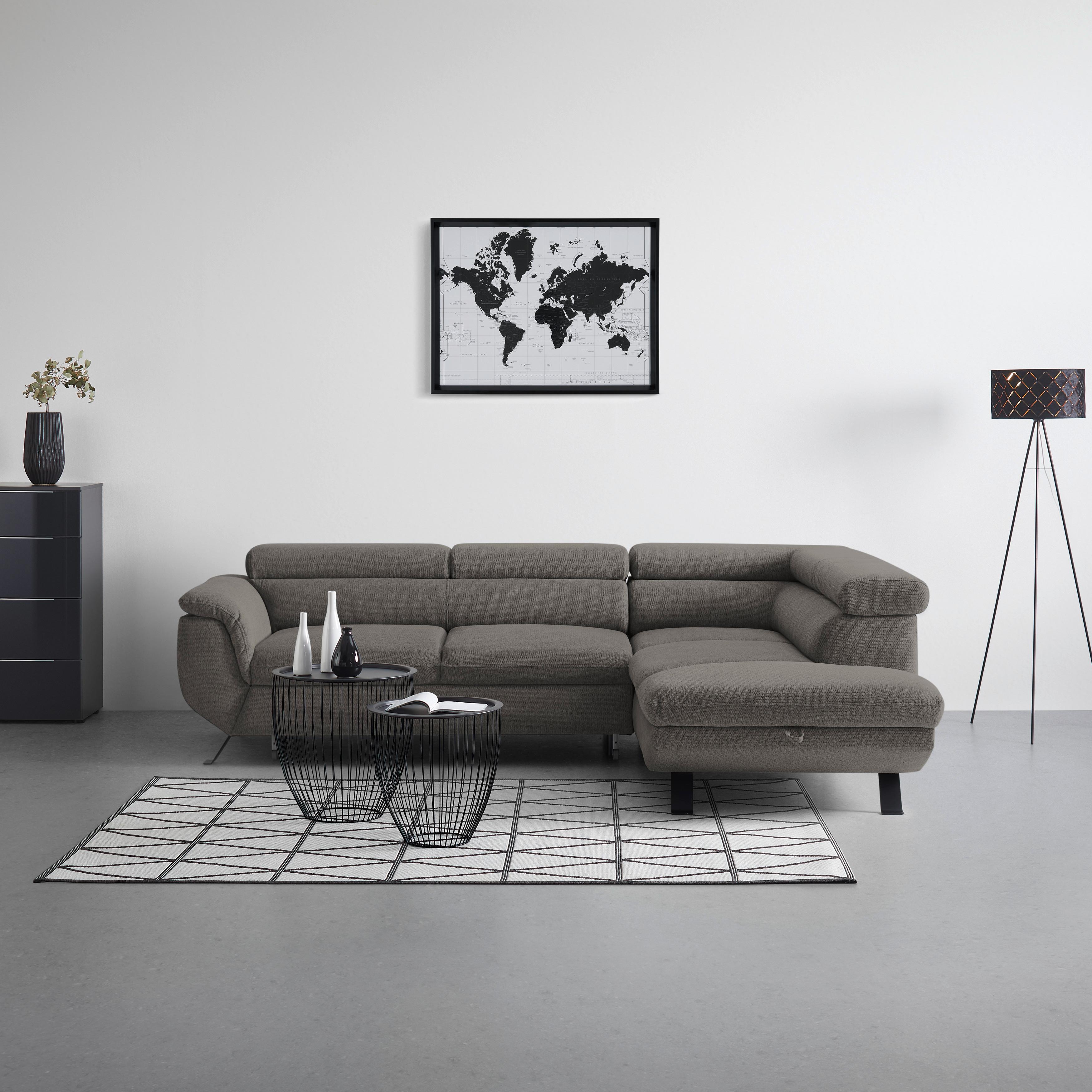 Ecksofa Raven Anthrazit - Anthrazit/Schwarz, MODERN, Textil/Metall (257/198cm) - Mömax