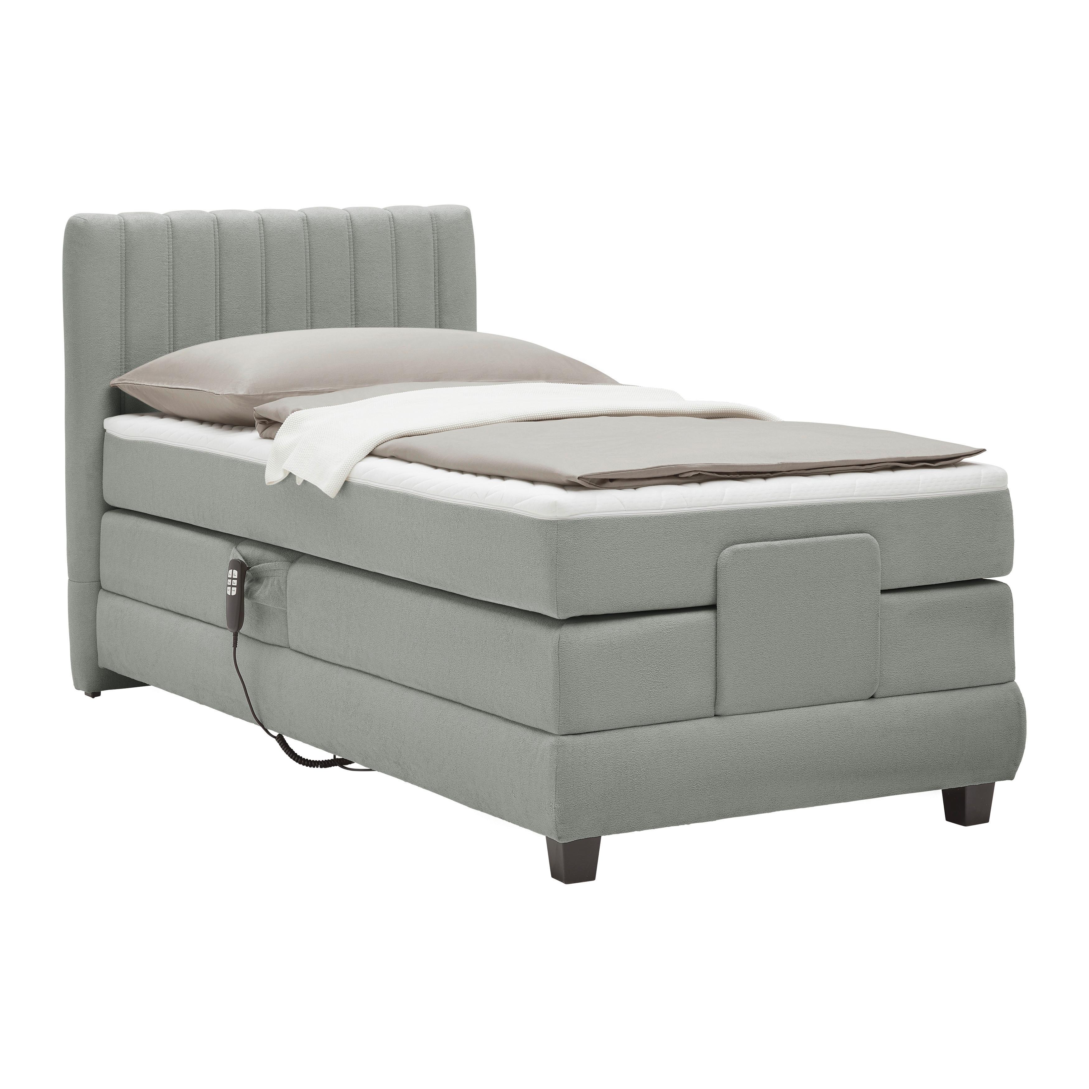 Boxspringbett Dixon Grau ca. 90x200cm - Schwarz/Grau, Konventionell, Holz/Holzwerkstoff (90/200cm) - Premium Living