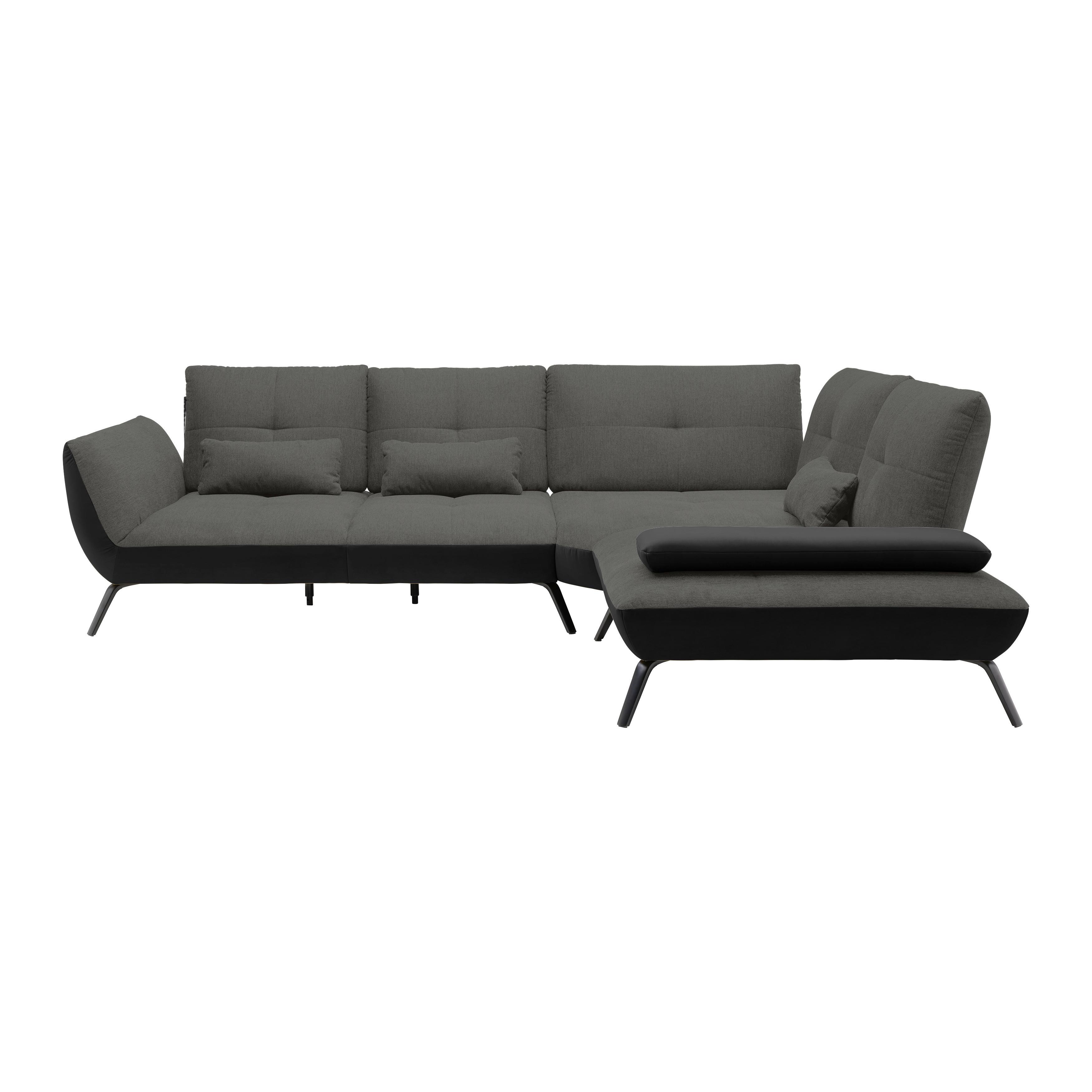 Wohnlandschaft Anthrazit/schwarz - Anthrazit/Schwarz, Modern, Holzwerkstoff/Textil (310/93/250cm) - Premium Living