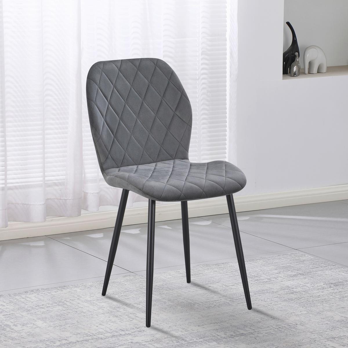 Stol Zoe, Žamet, Temno Siva - temno siva/črna, Trend, kovina/tekstil (58/85/47cm)
