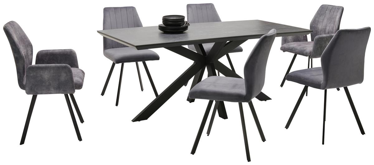 Jedilna Miza Steve, Črna, Keramična Plošča, 180x90 - črna, Moderno, kovina/leseni material (180/76/90cm)