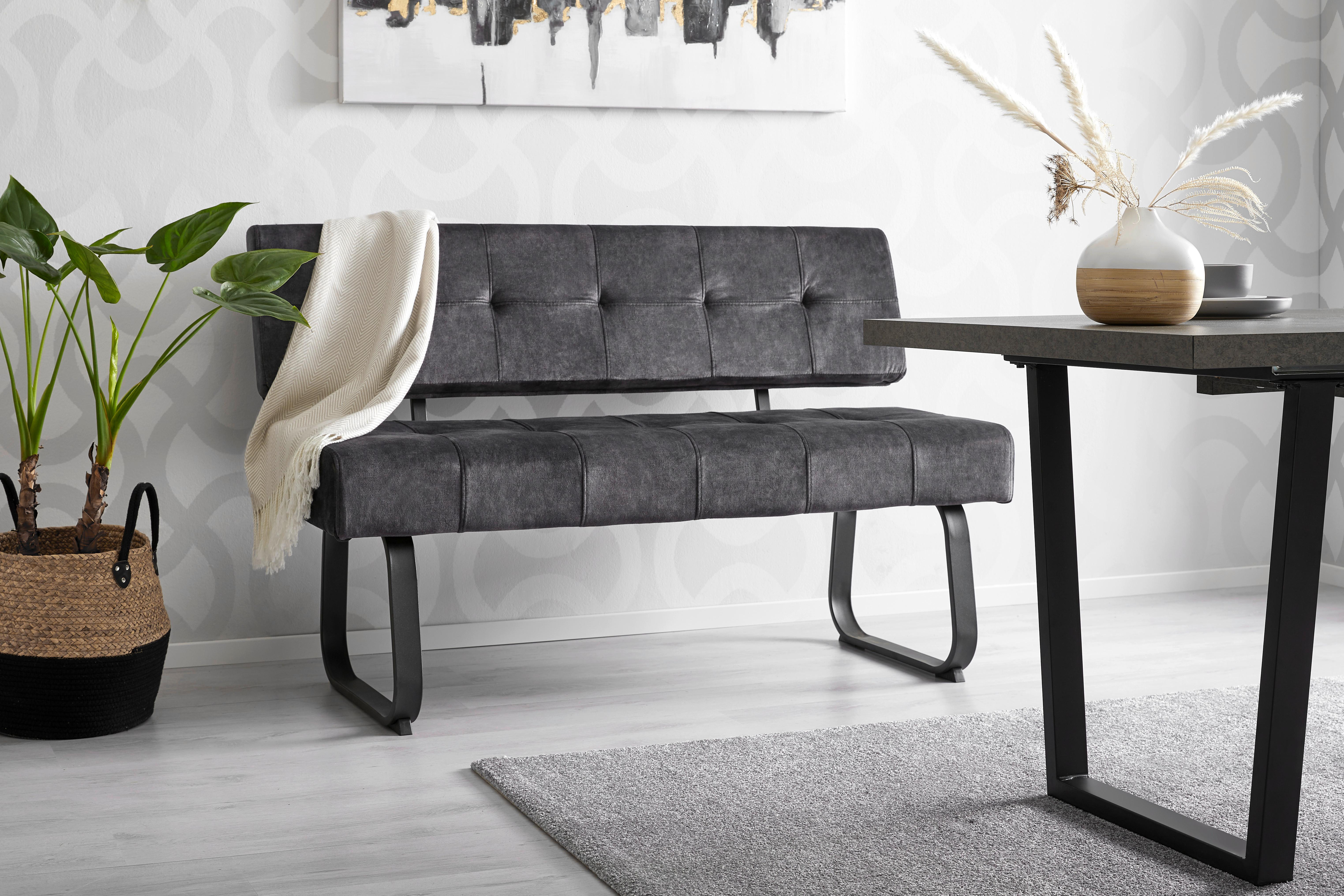 ŁAWKA LUISE - antracytowy, Modern, metal/tkanina (140/90,5/64cm) - Mömax