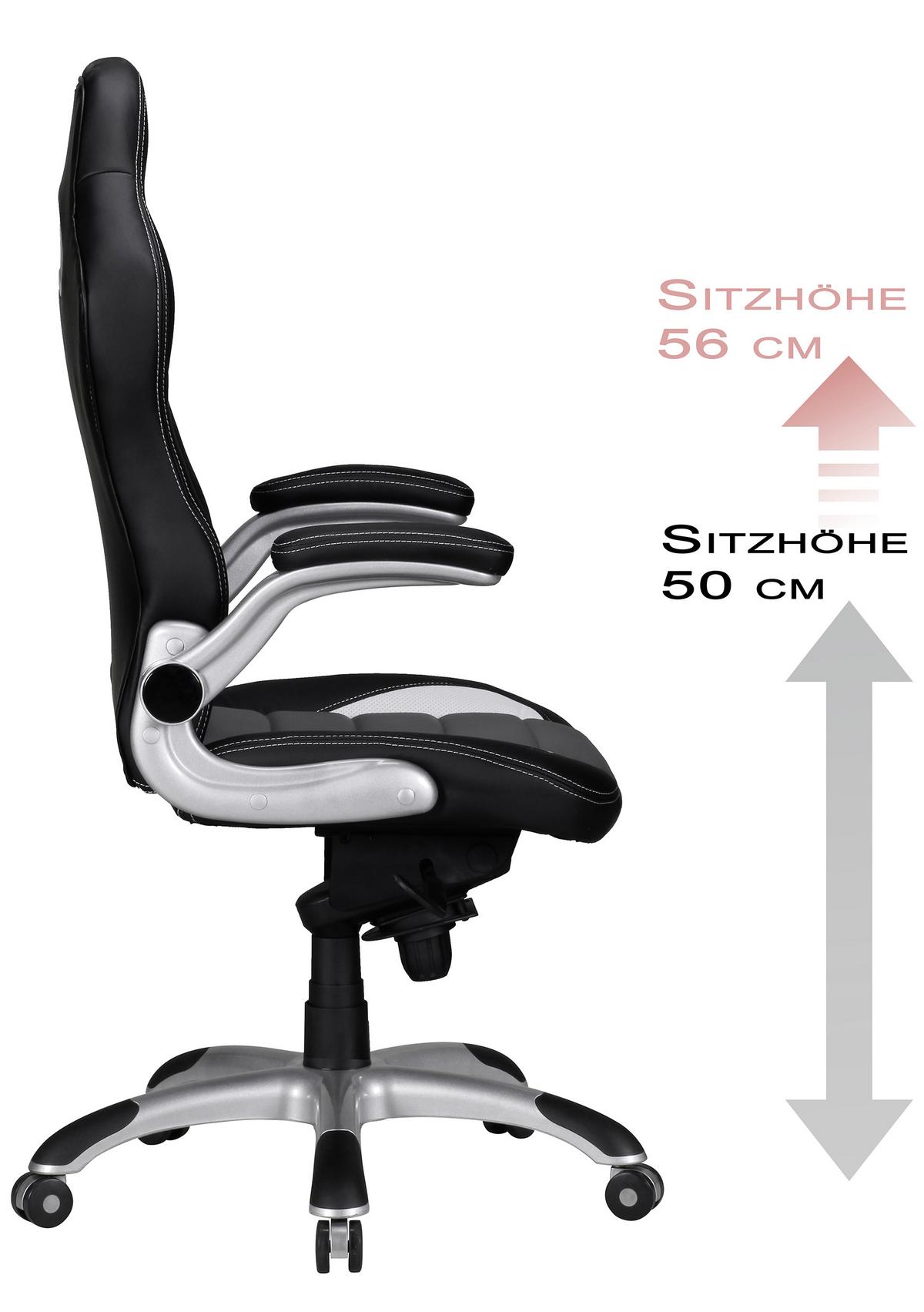 Gaming Stol Racing - siva/črna, Moderno, umetna masa/tekstil (70/120/70cm) - MID.YOU