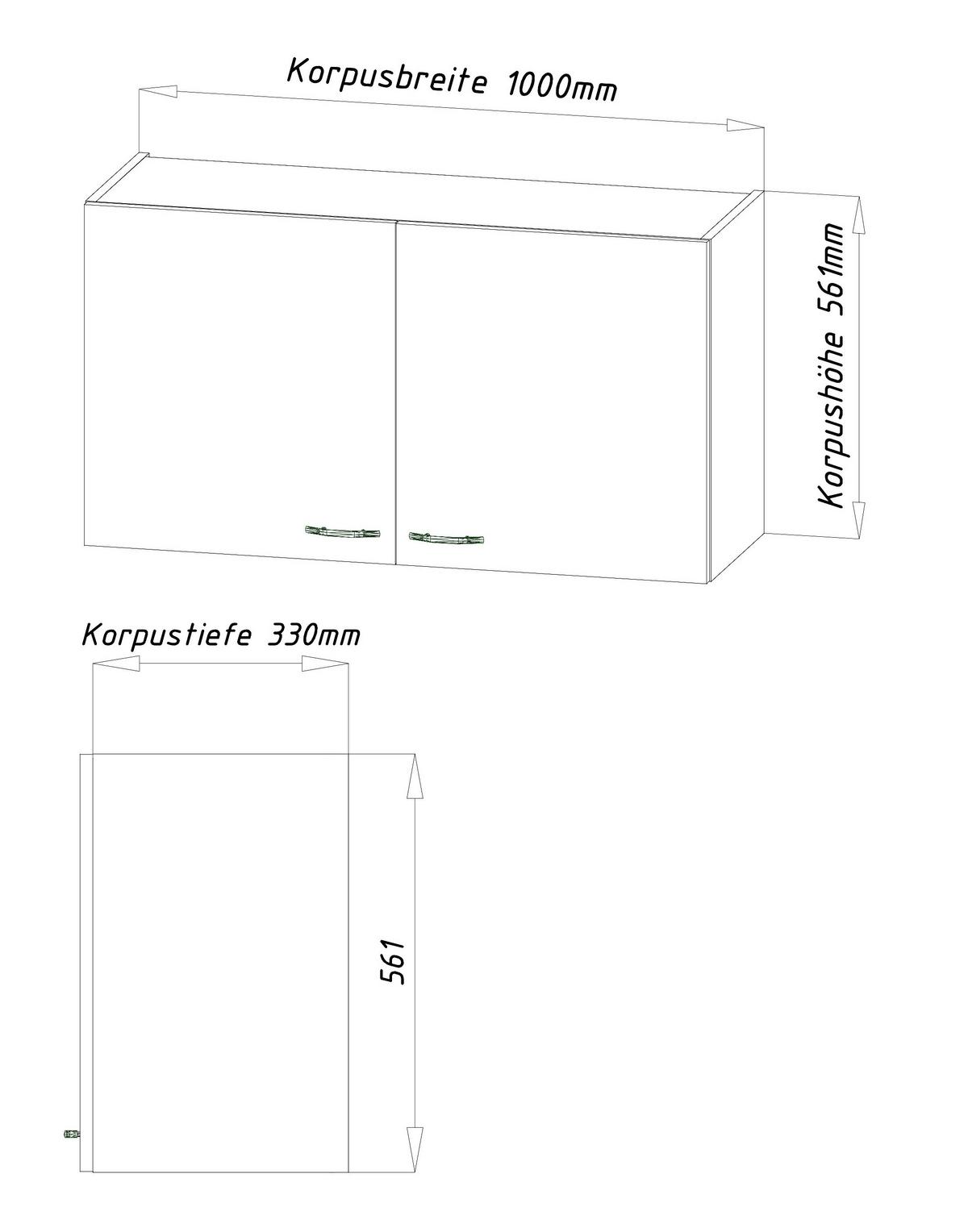 Miniküche Weiß m. Spüle Cerank ochfeld Kühlschr. B: ca. 100cm - Weiß, MODERN, Holzwerkstoff/Kunststoff (100cm) - Respekta