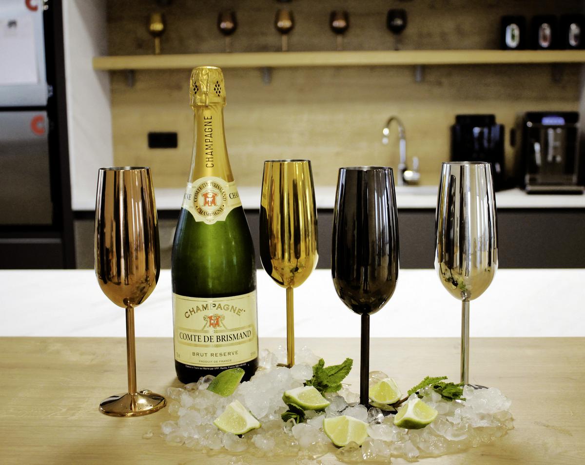 Gläserset Echtwerk Sektgläser Schwarz ca. 250ml 6-teilig - Schwarz, Trend, Metall (0,25l) - Echtwerk