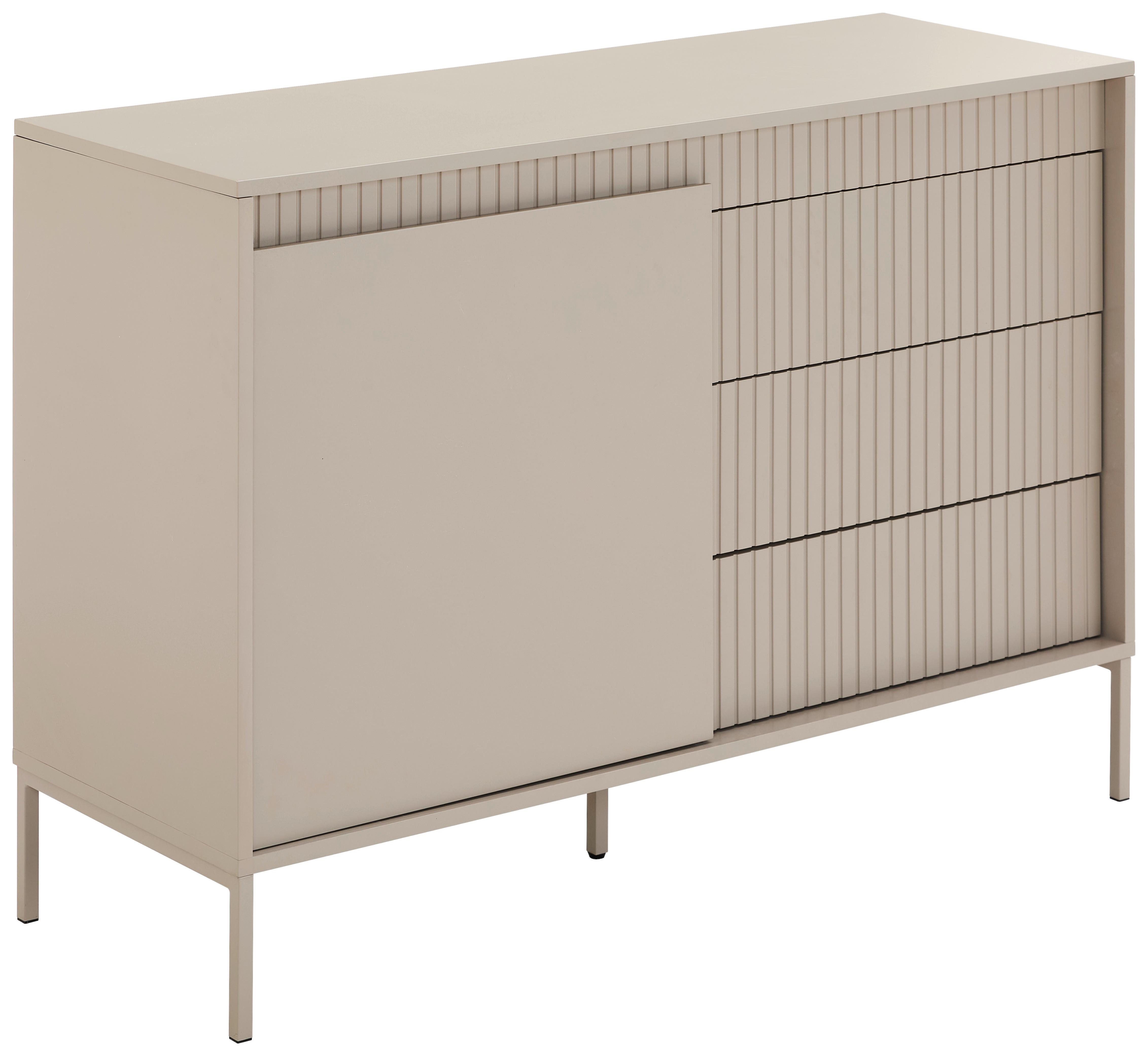 KOMODA SELINA - kaszmir, Trend, materiał drewnopochodny/metal (110,8/77,8/40cm) - Xora