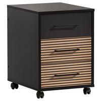 Rollcontainer Hank Schwarz/Eiche Artisan - Schwarz/Eiche Artisan, MODERN, Holzwerkstoff/Kunststoff (40,1/57/50cm) - MID.YOU