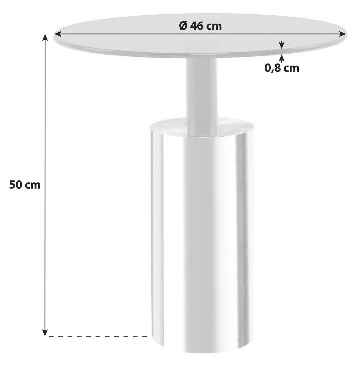 BEISTELLTISCH 8T9WD-GRY-SIV - Silberfarben/Grau, Basics, Glas/Metall (46/50cm) - Kayoom