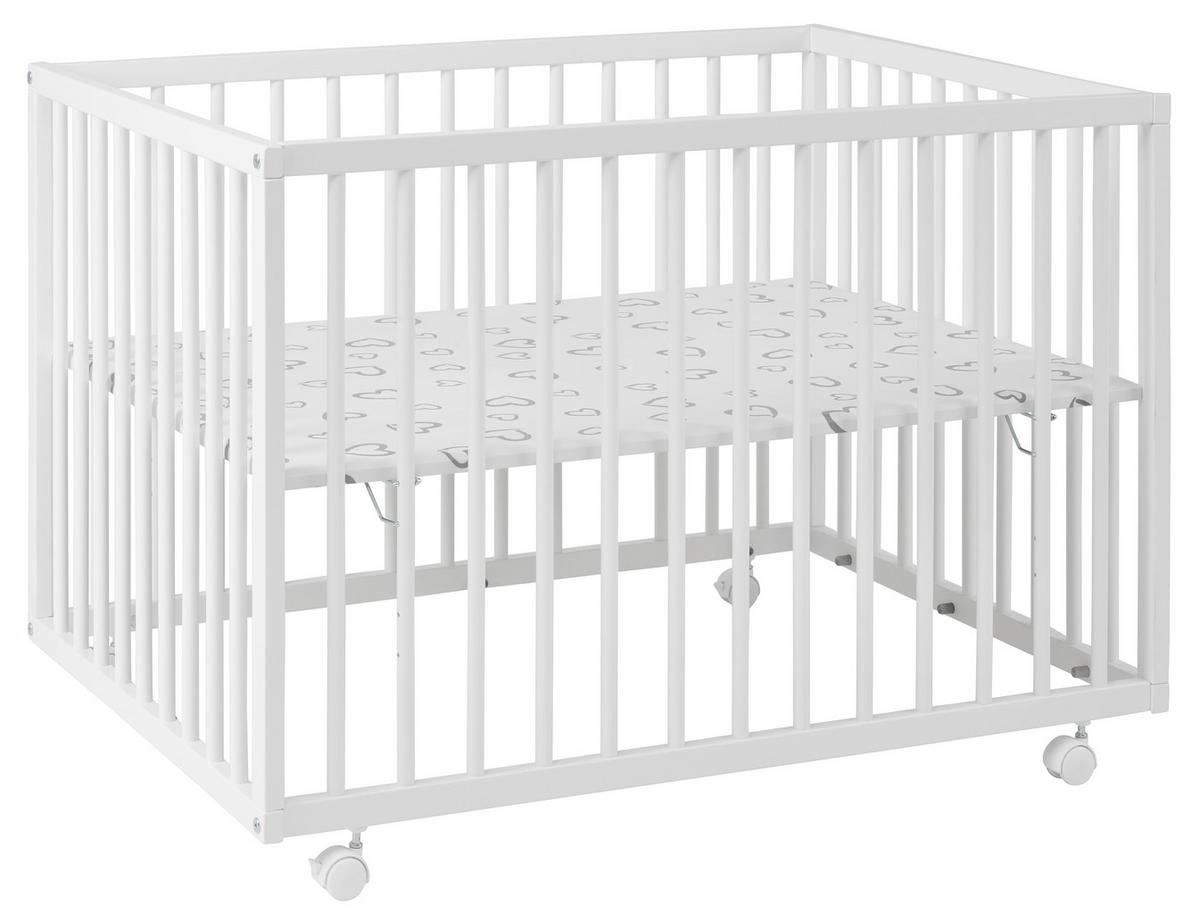 KOJEC NA KÓŁKACH SWEETHEART - biały, Basics, tworzywo sztuczne/drewno (100/75/68cm) - My Baby Lou