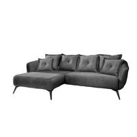 Wohnlandschaft Baggio Grau Velours - Schwarz/Grau, MODERN, Holz/Textil (227/94/162cm) - Livetastic