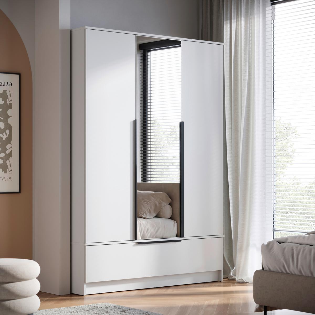 Omara Za Oblačila Spirit, Bela - črna/bela, Konvencionalno, kovina/leseni material (134,5/192,9/51cm) - P & B