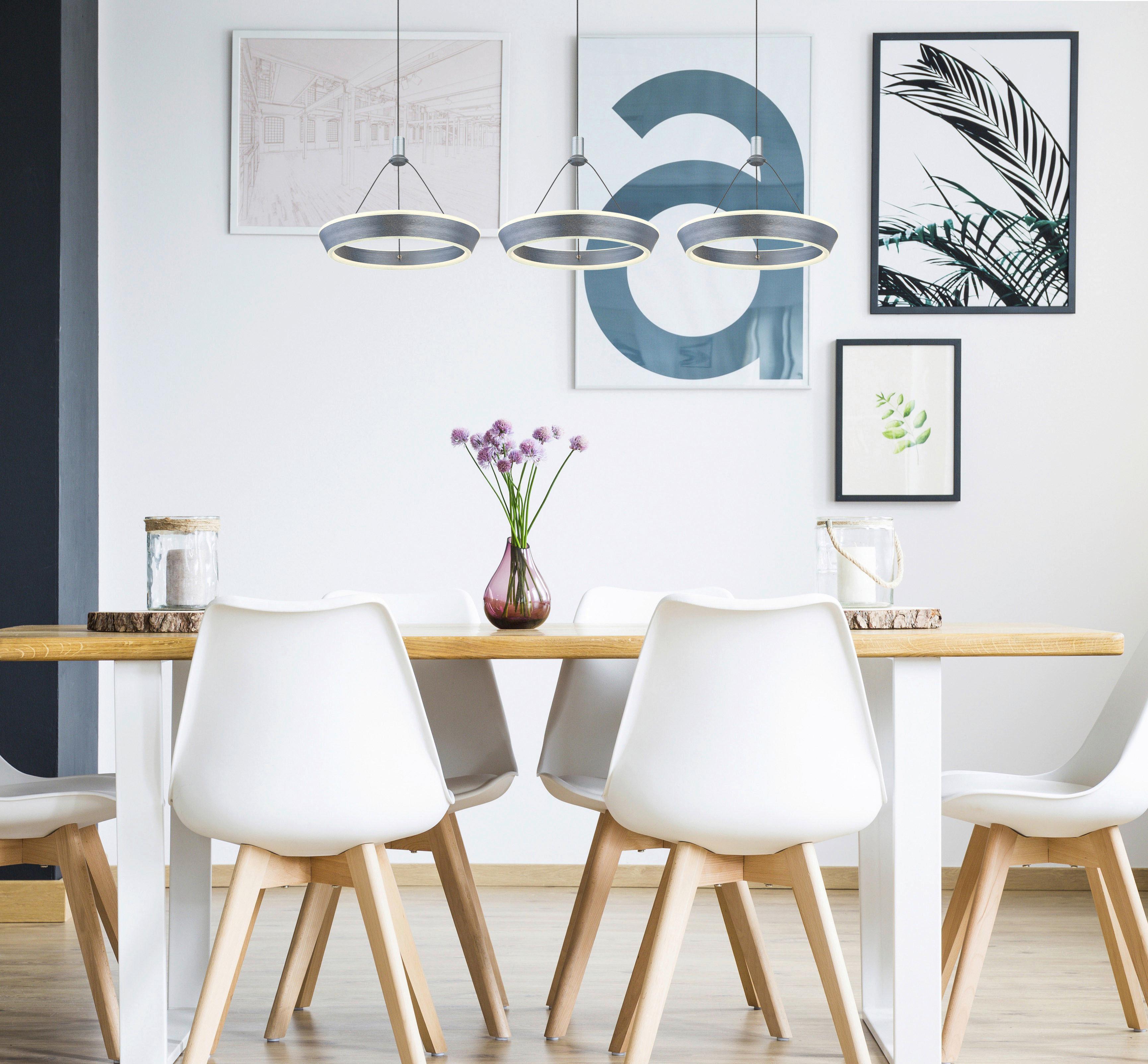 LED-Hängeleuchte Ferra Grau/Opal/Titan max. 36 Watt - Titanfarben/Opal, Design, Kunststoff/Metall (97,5/30,4/200cm) - Globo