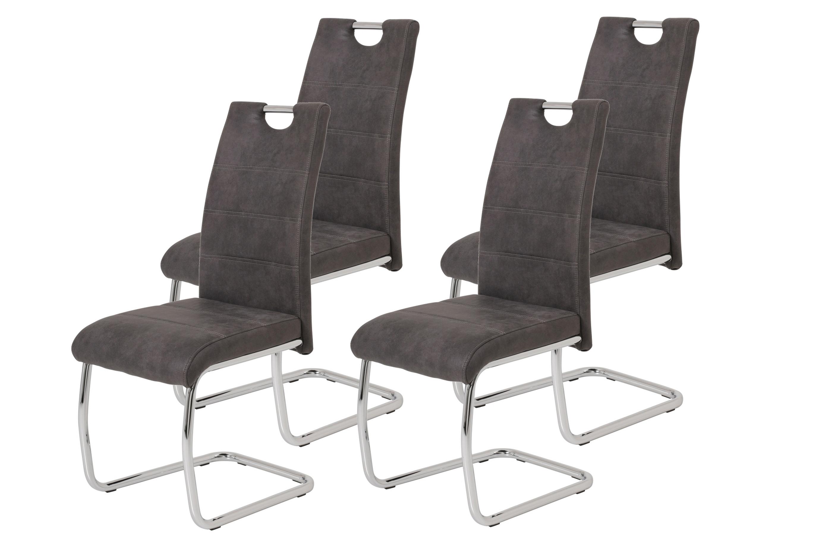 Schwingstuhl-Set Flora 4er-Set Anthrazit - Chromfarben/Anthrazit, MODERN, Textil/Metall (43/98/59cm) - MID.YOU