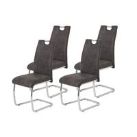 Schwingstuhl-Set Flora 4er-Set Anthrazit - Chromfarben/Anthrazit, MODERN, Textil/Metall (43/98/59cm) - MID.YOU