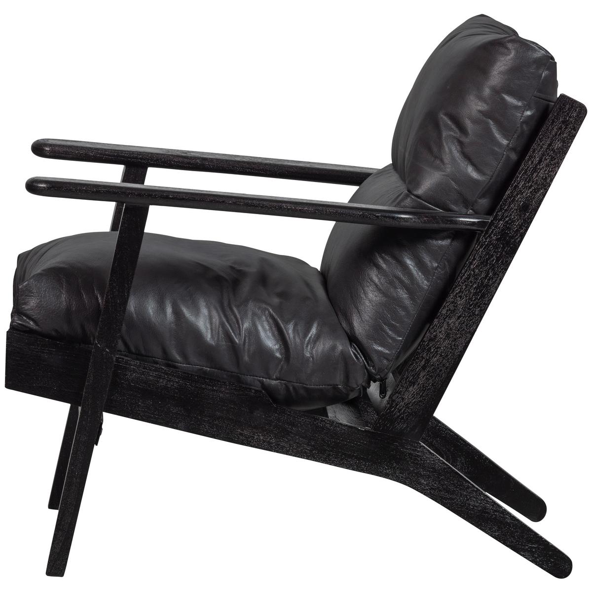 Sessel Houston Akazie/Leder Schwarz - Schwarz, Design, Leder/Holz (71/86/71cm) - Livetastic