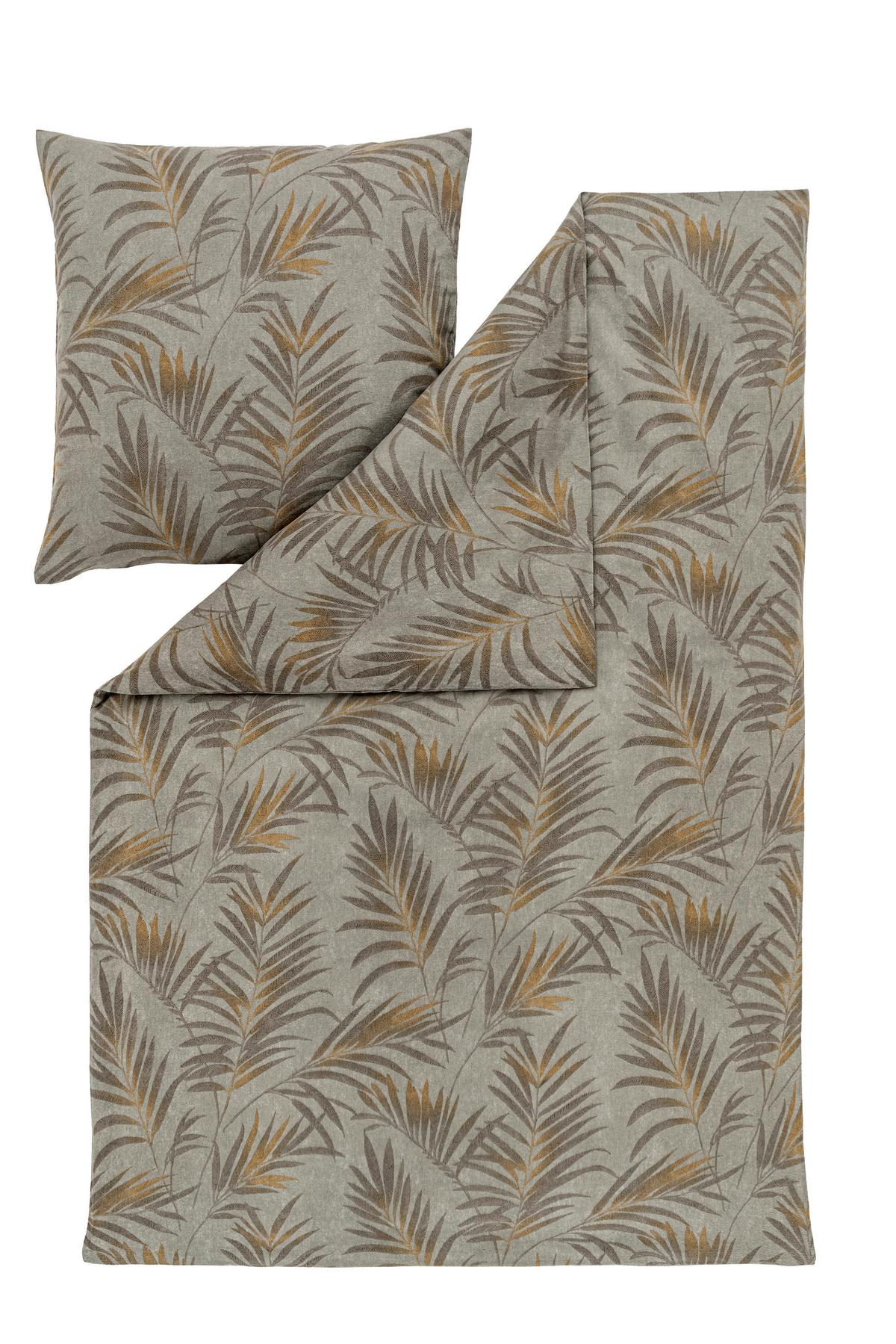 POŚCIEL FANO - zielony/szary, Basics, tkanina (155/220cm) - Estella