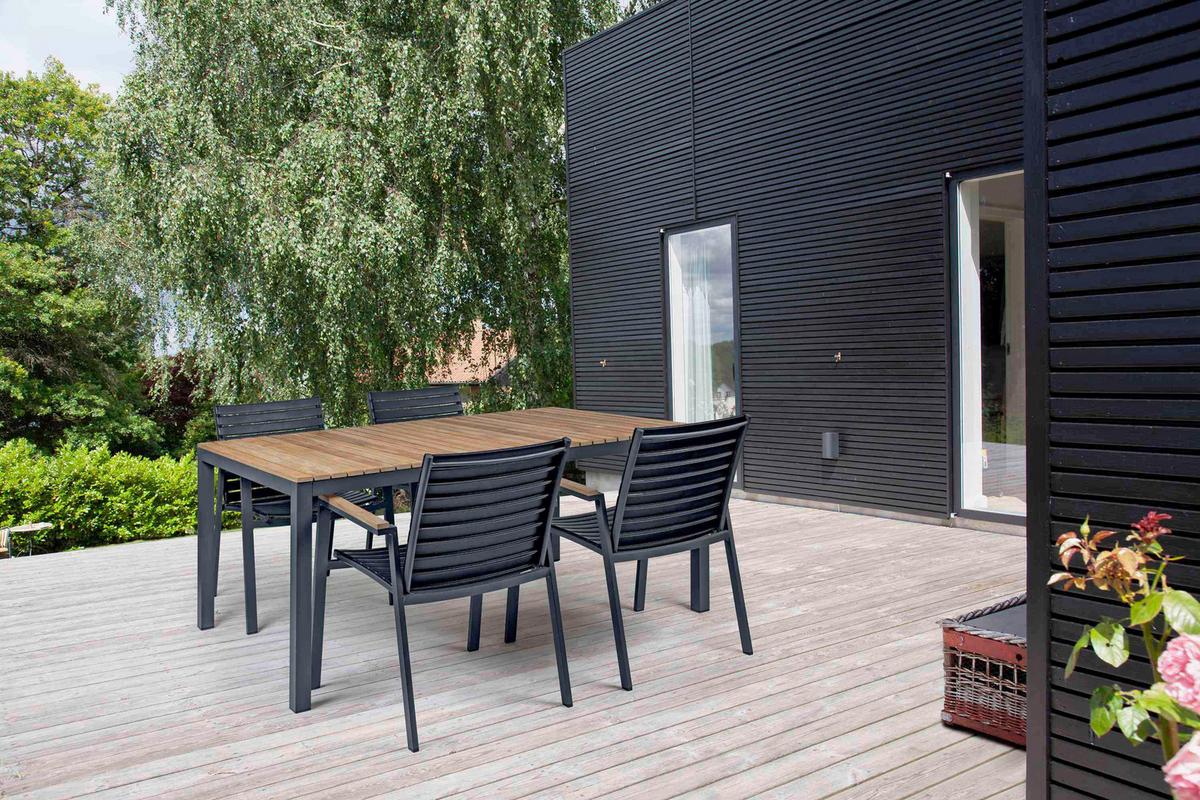 Gartentisch Mood Extreme Teakholz/Anthrazit rostfrei - Anthrazit/Teakfarben, KONVENTIONELL, Holz/Metall (167,5/100/74cm) - Gardenson