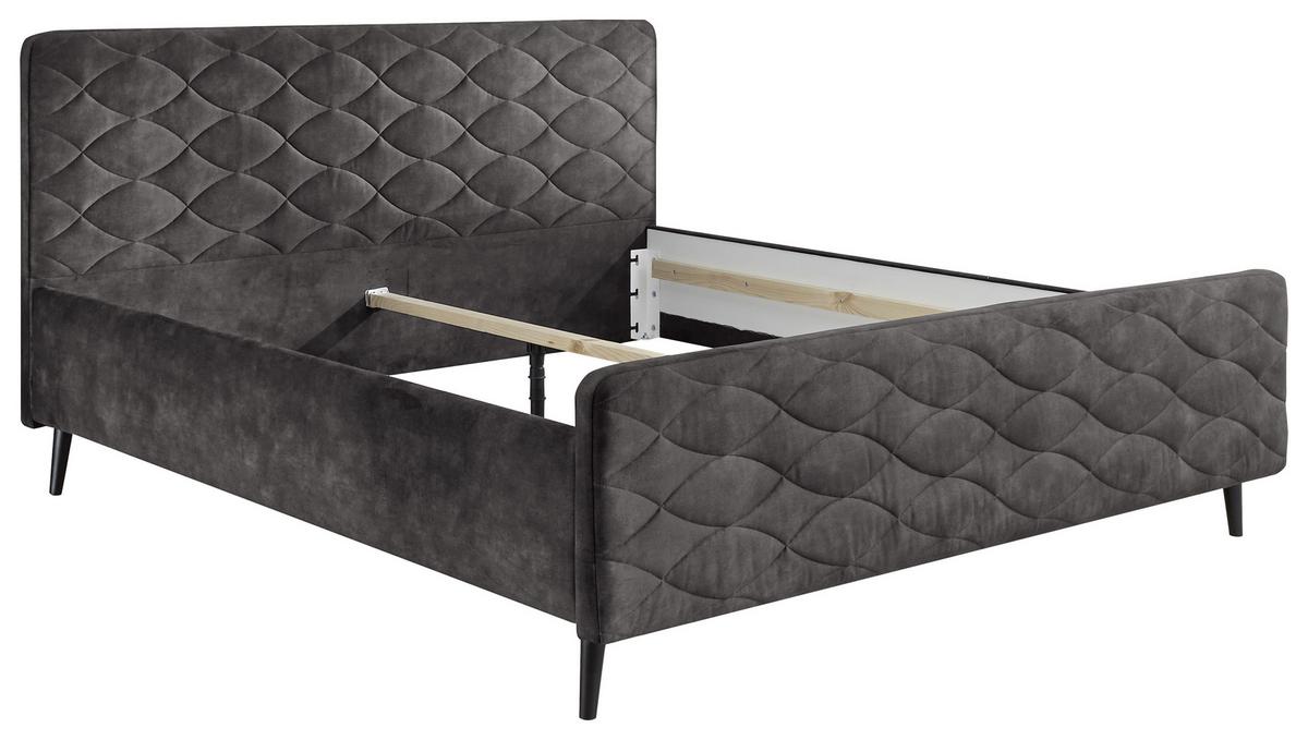 Polsterbett Mario A ca. 180x200 cm Dunkelgrau - Dunkelgrau, Basics, Holz/Holzwerkstoff (180/200cm) - MID.YOU