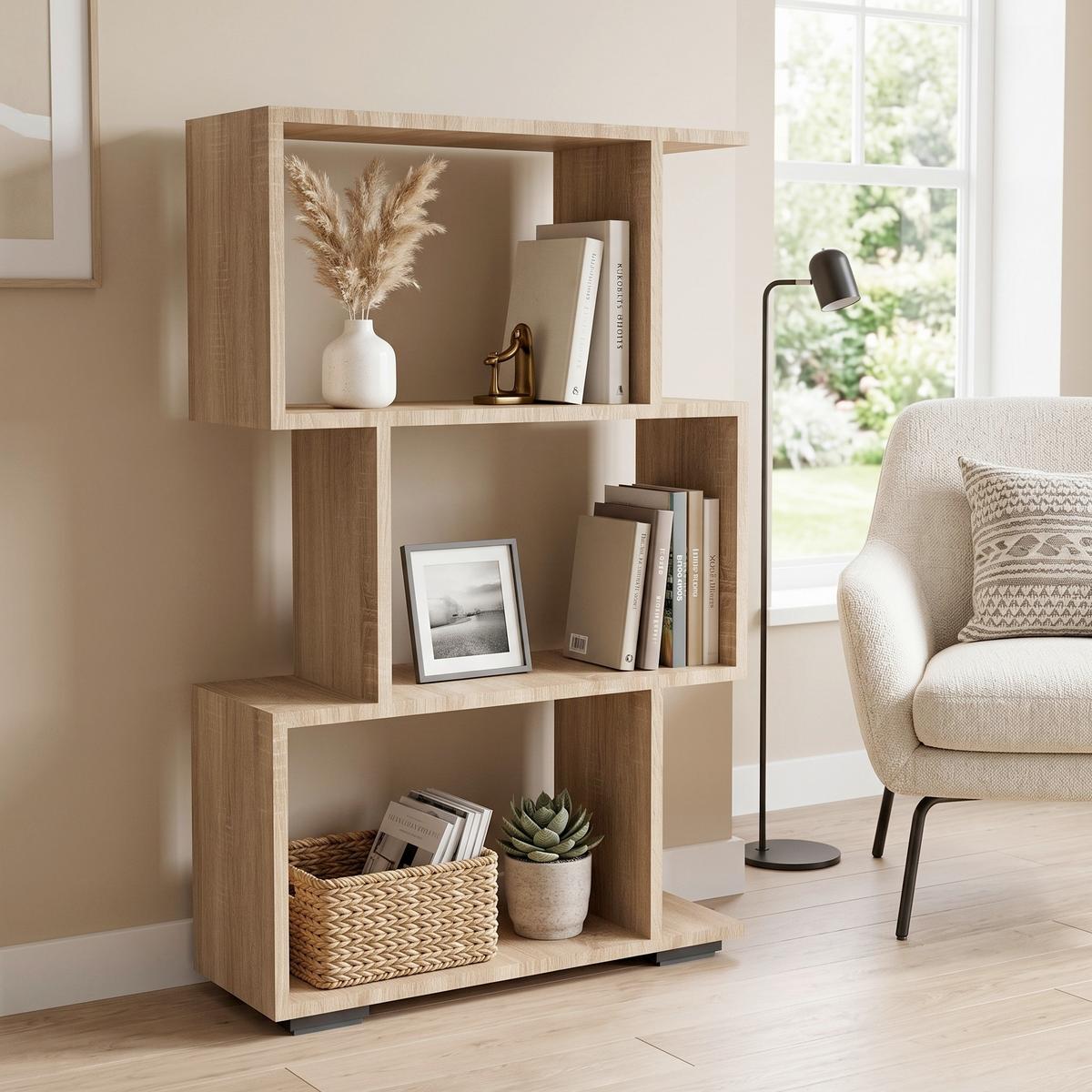 Regal Palusa M - Silberfarben/Sonoma Eiche, Design, Holzwerkstoff/Kunststoff (60/97/24cm) - MID.YOU