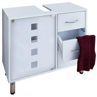 Waschbeckenunterschrank Darola Glastür ca. 67x58 cm Weiß - Silberfarben/Weiß, KONVENTIONELL, Glas/Holzwerkstoff (67/57,5/29,5cm) - MID.YOU