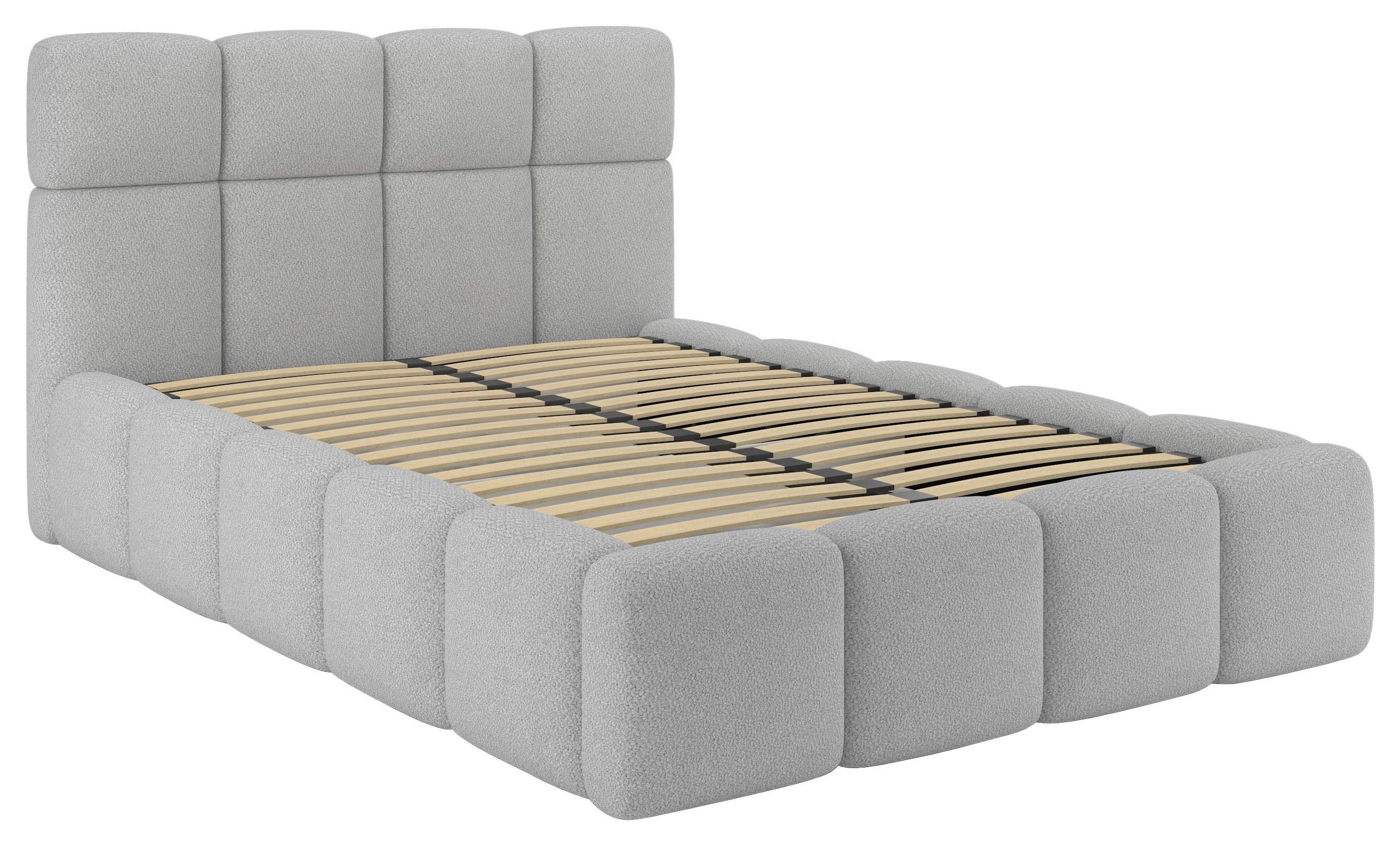 Tapecirani Krevet Cloudy - srebrne boje/siva, Trend, drvni materijal/metal (140/200cm) - Modern Living