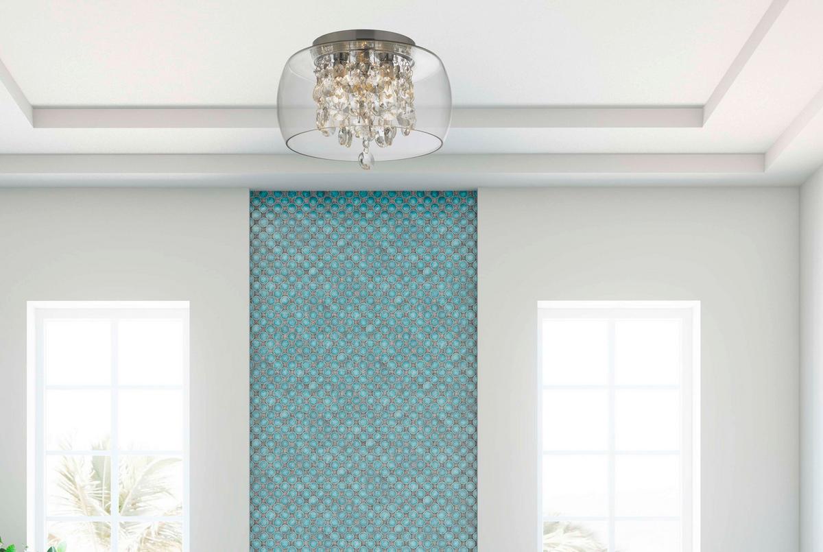 Fürdőszobai Mennyezeti Lámpa 1773cc - krómszínű, Design, üveg/fém (28/20cm)